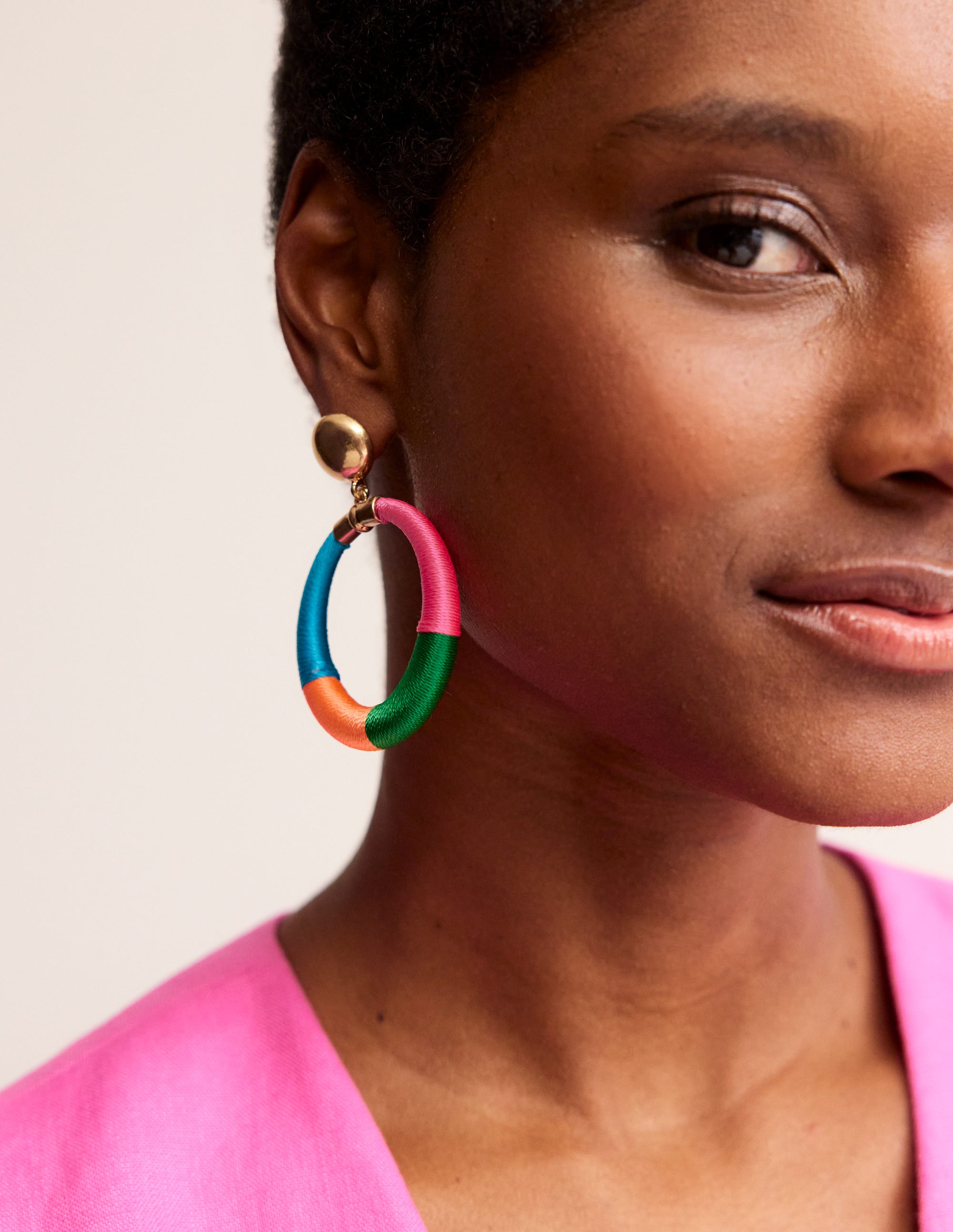 Mega Wrapped Ring Earrings-Pink - Image 2