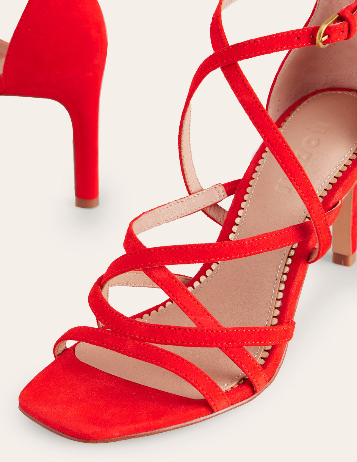 Multi Strap Heel Sandals-Post Box Red - Image 5
