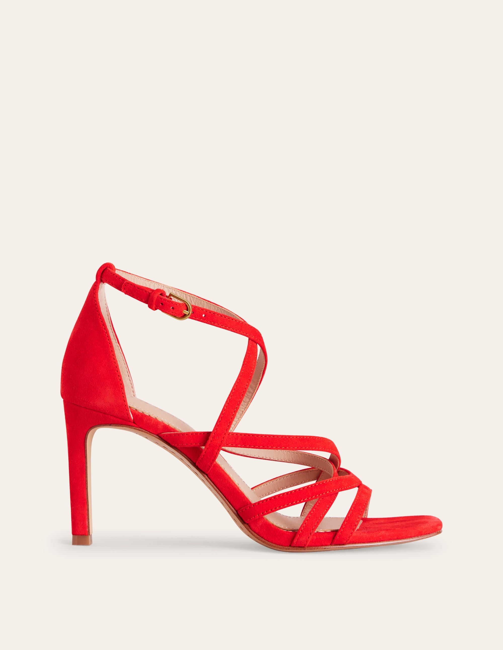Multi Strap Heel Sandals-Post Box Red - Image 3