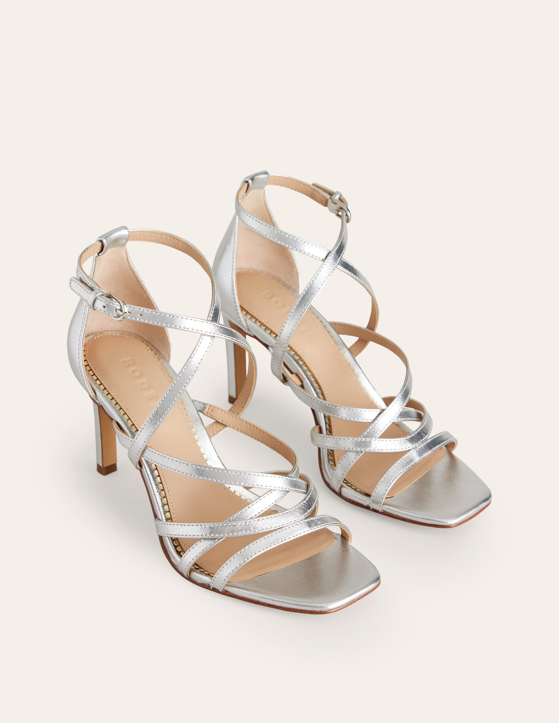 Silver Mid Heel Strappy Sandals Uk Wide Fit Silver Faux Leather
