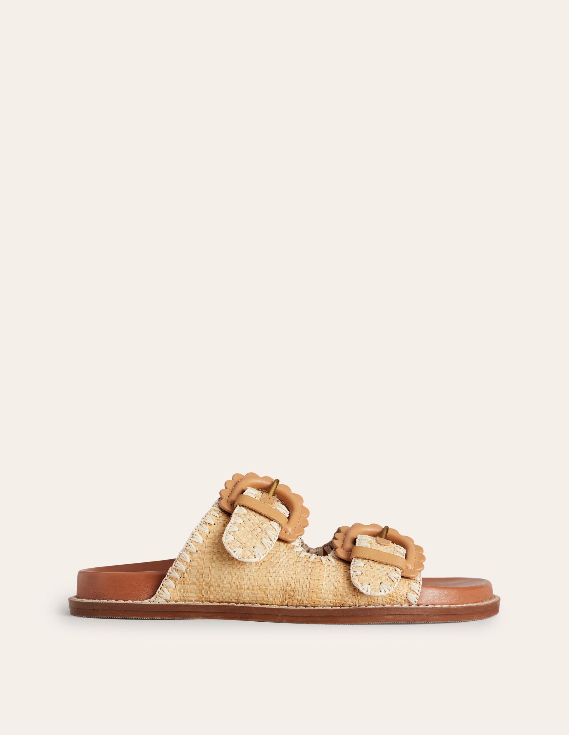 Double Buckle Sliders-Natural Raffia-3