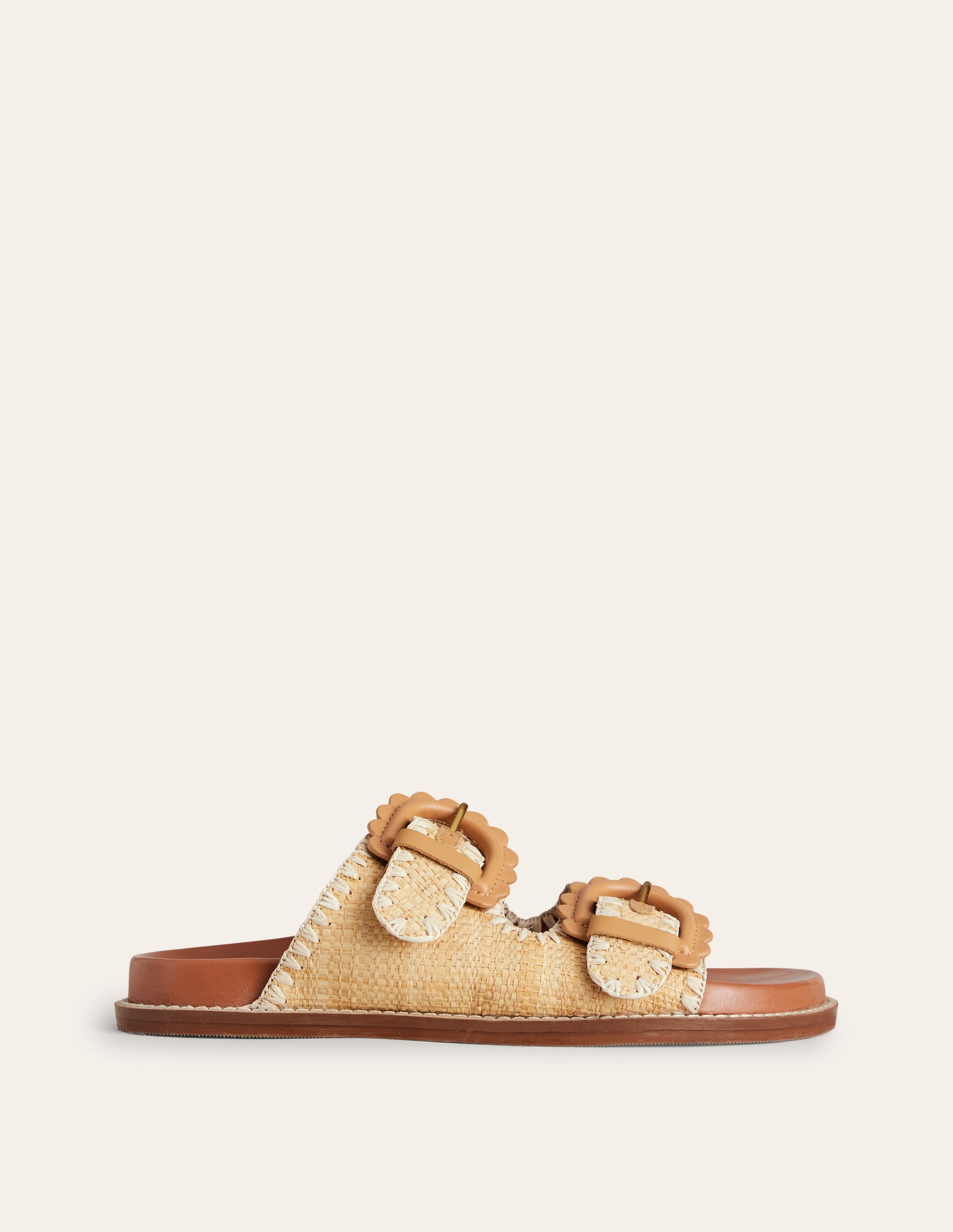 Double Buckle Sliders-Natural Raffia - Image 3