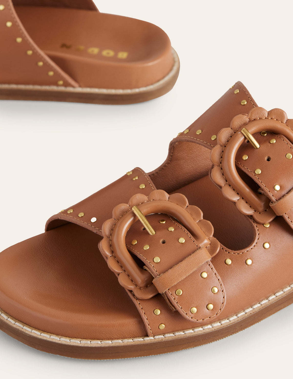 Double Buckle Sliders-Tan Stud - Image 6