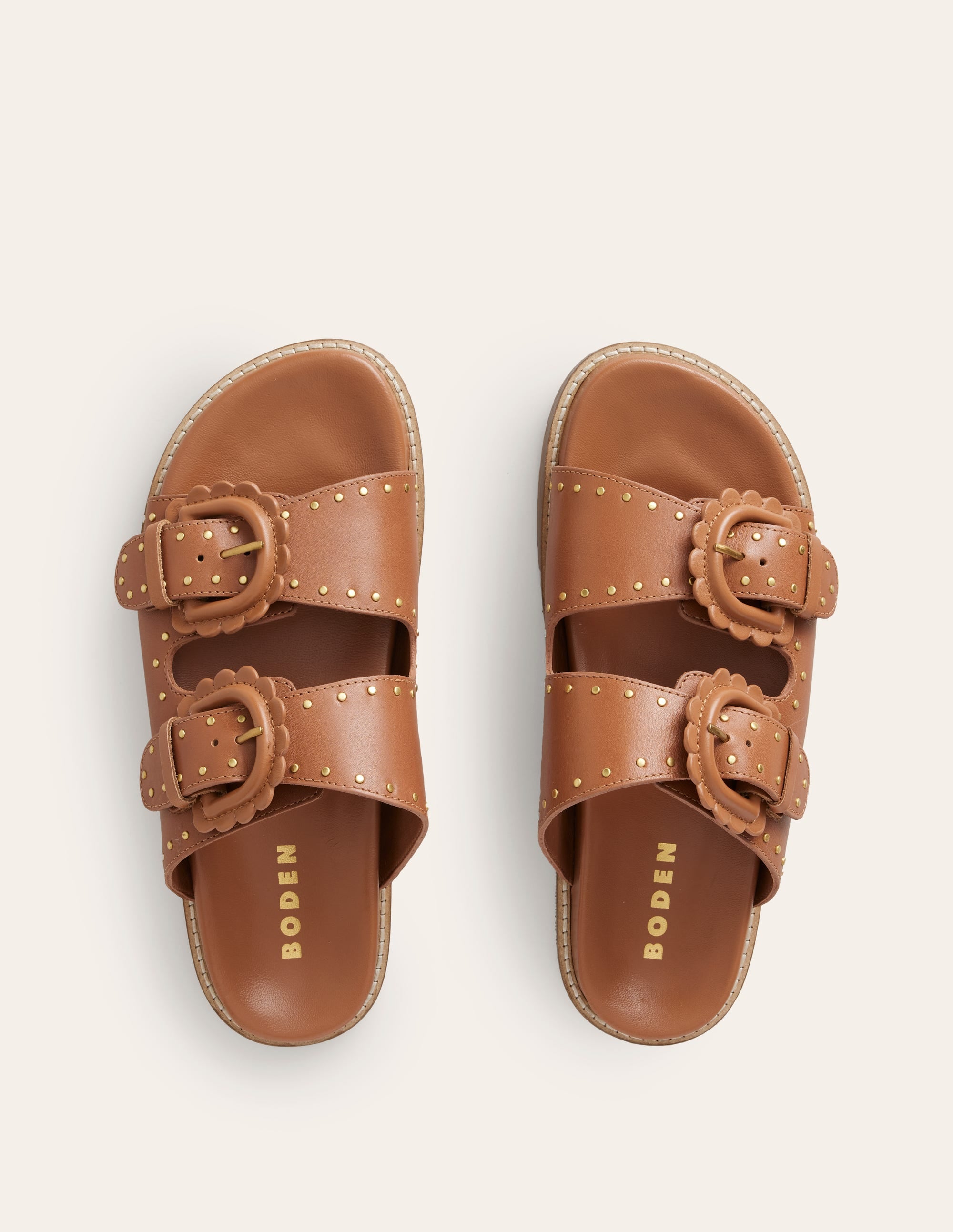 Double Buckle Sliders-Tan Stud - Image 7