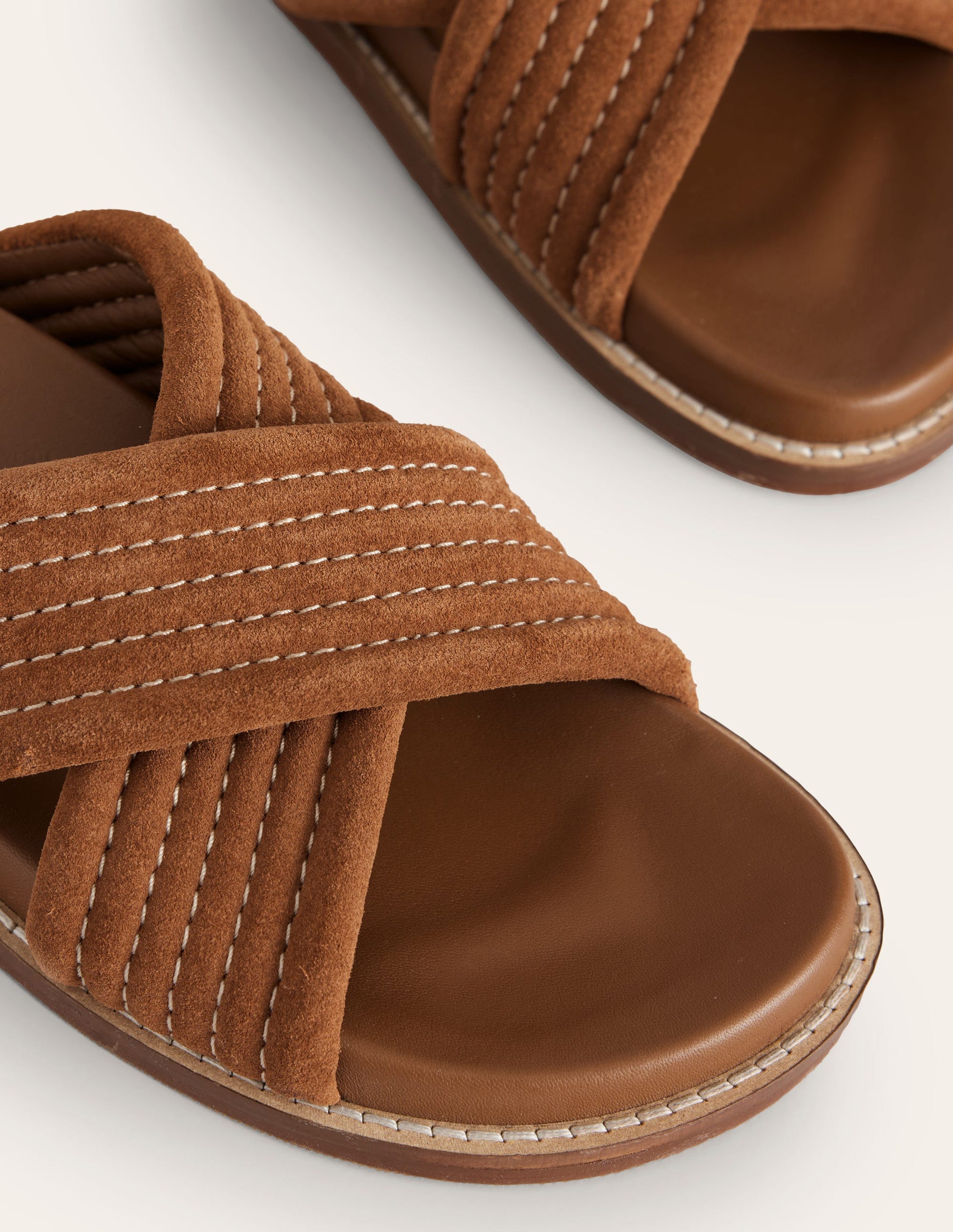 Cross Strap Sliders-Tan-4