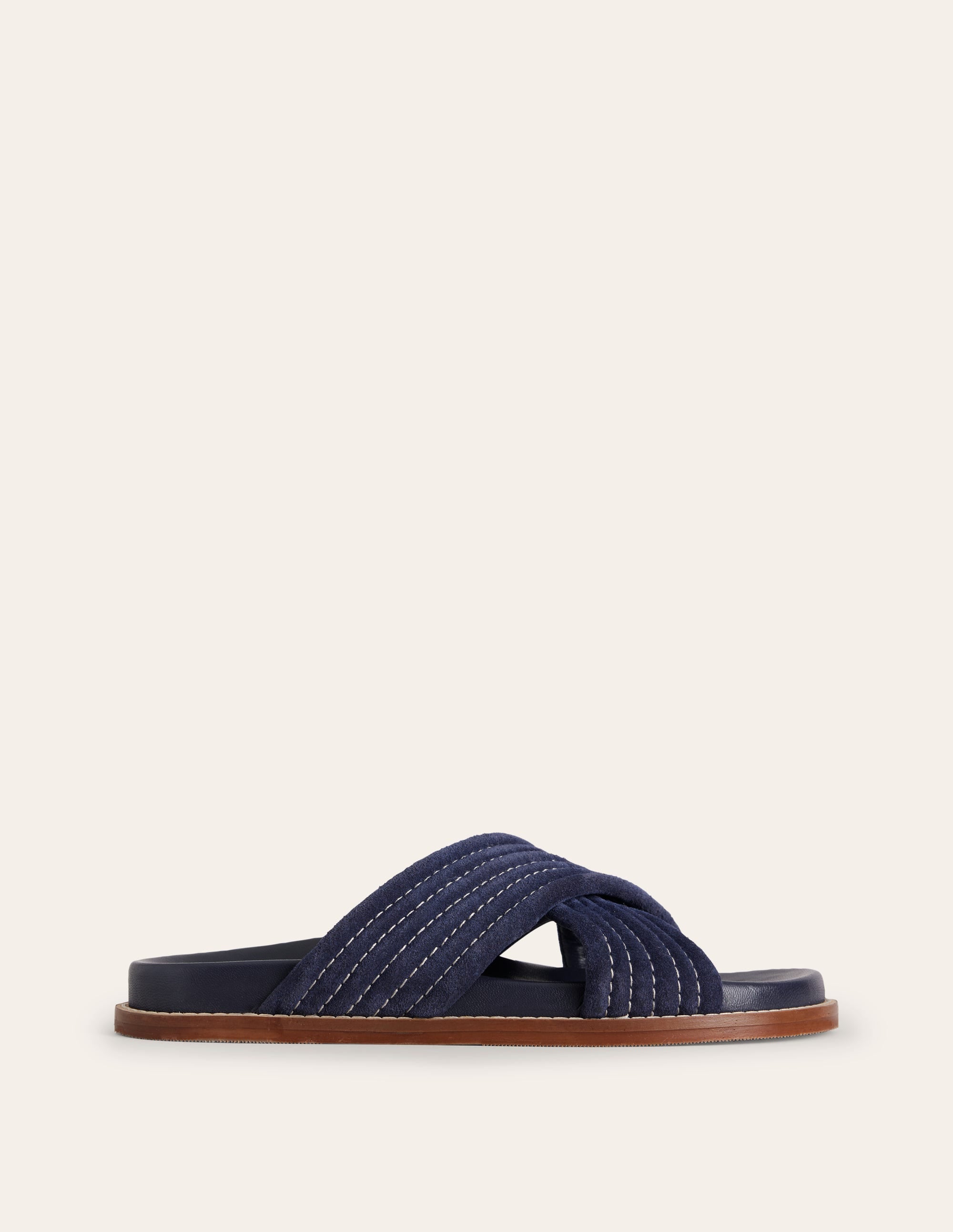 Cross Strap Sliders-Navy - Image 1