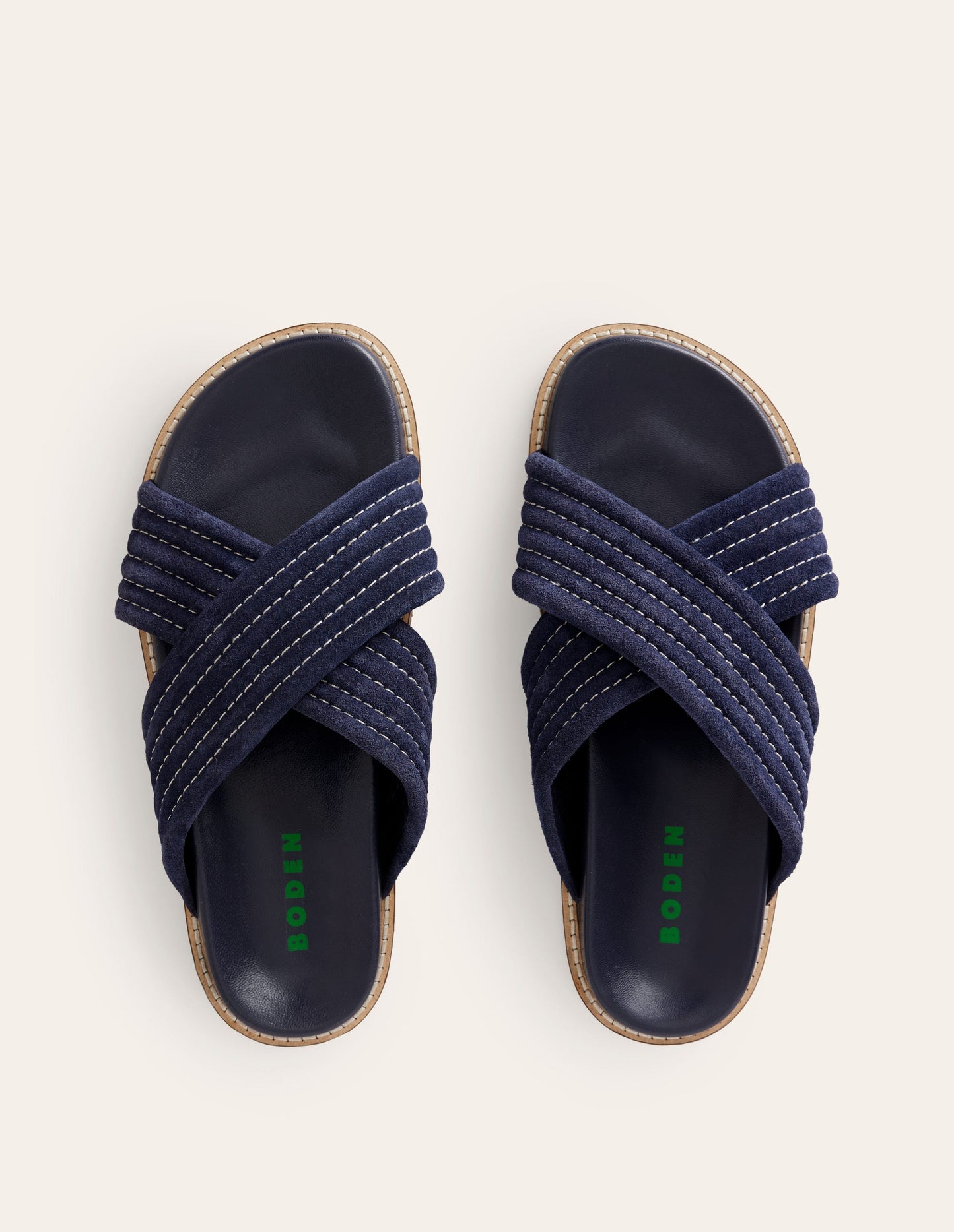 Cross Strap Sliders-Navy