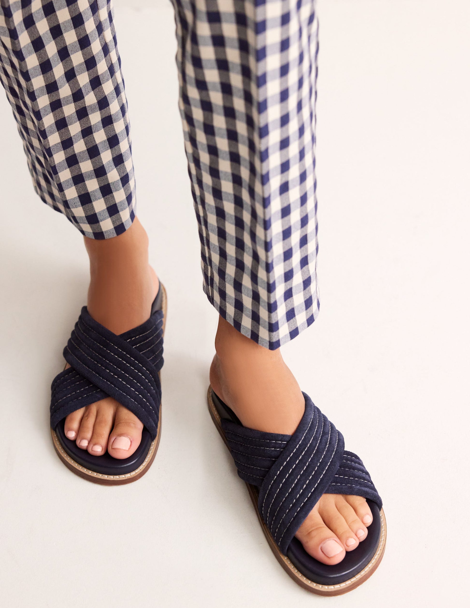 Cross Strap Sliders-Navy-2