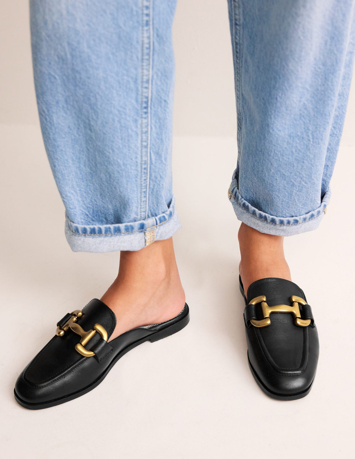 Iris Snaffle Mule Loafers-Black-2