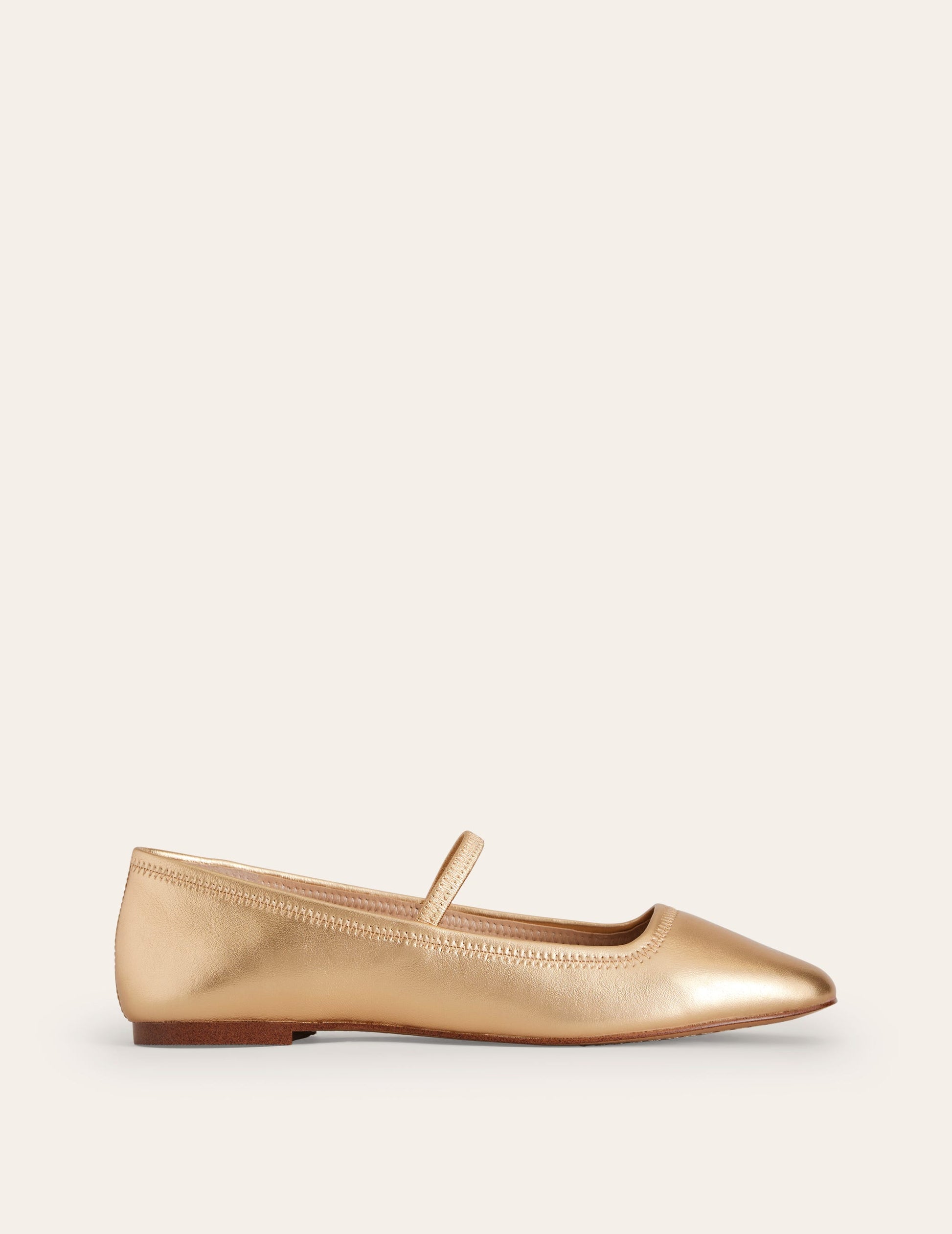 Thea Mary Jane Ballet Flats-Gold Metallic Leather-1