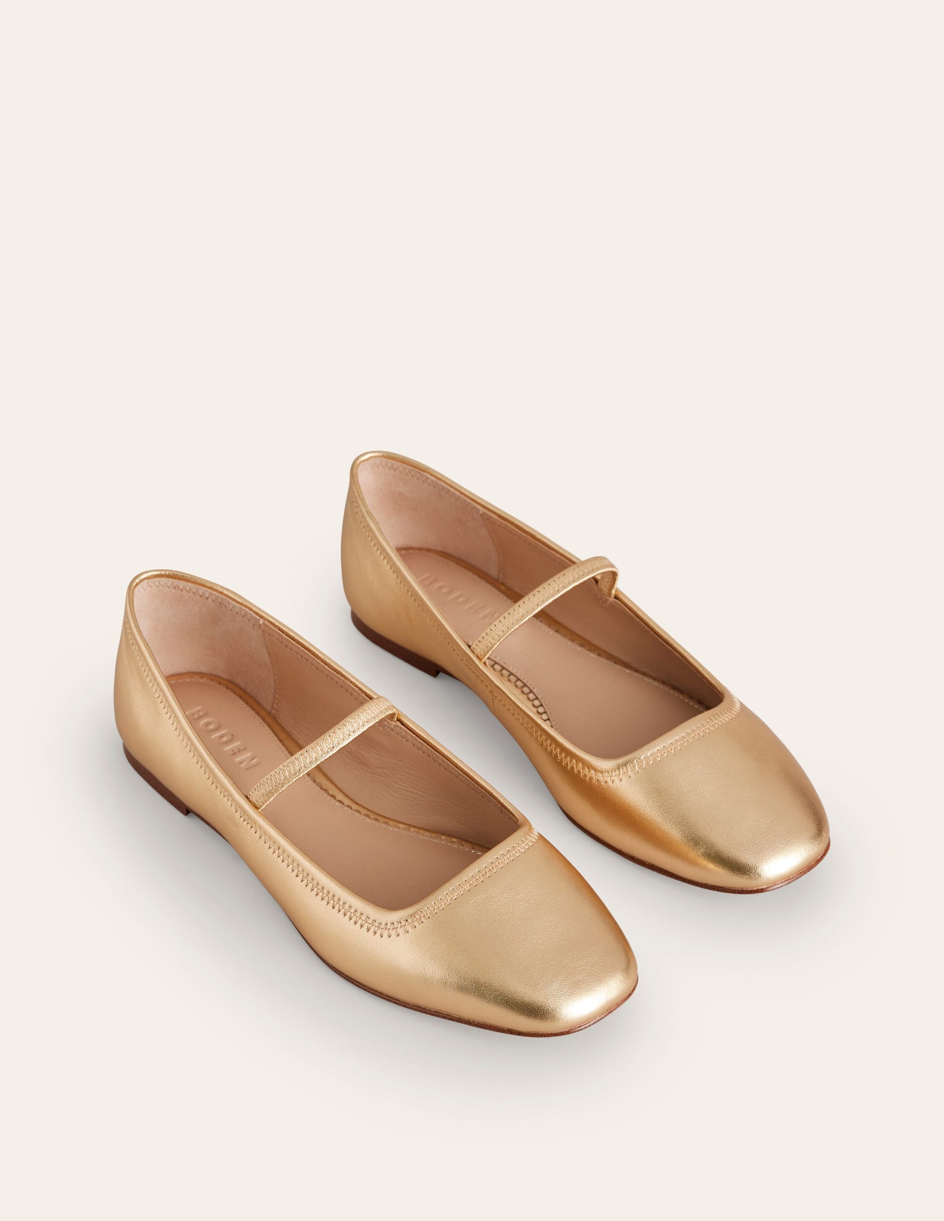 Thea Mary Jane Ballet Flats-Gold Metallic Leather-3