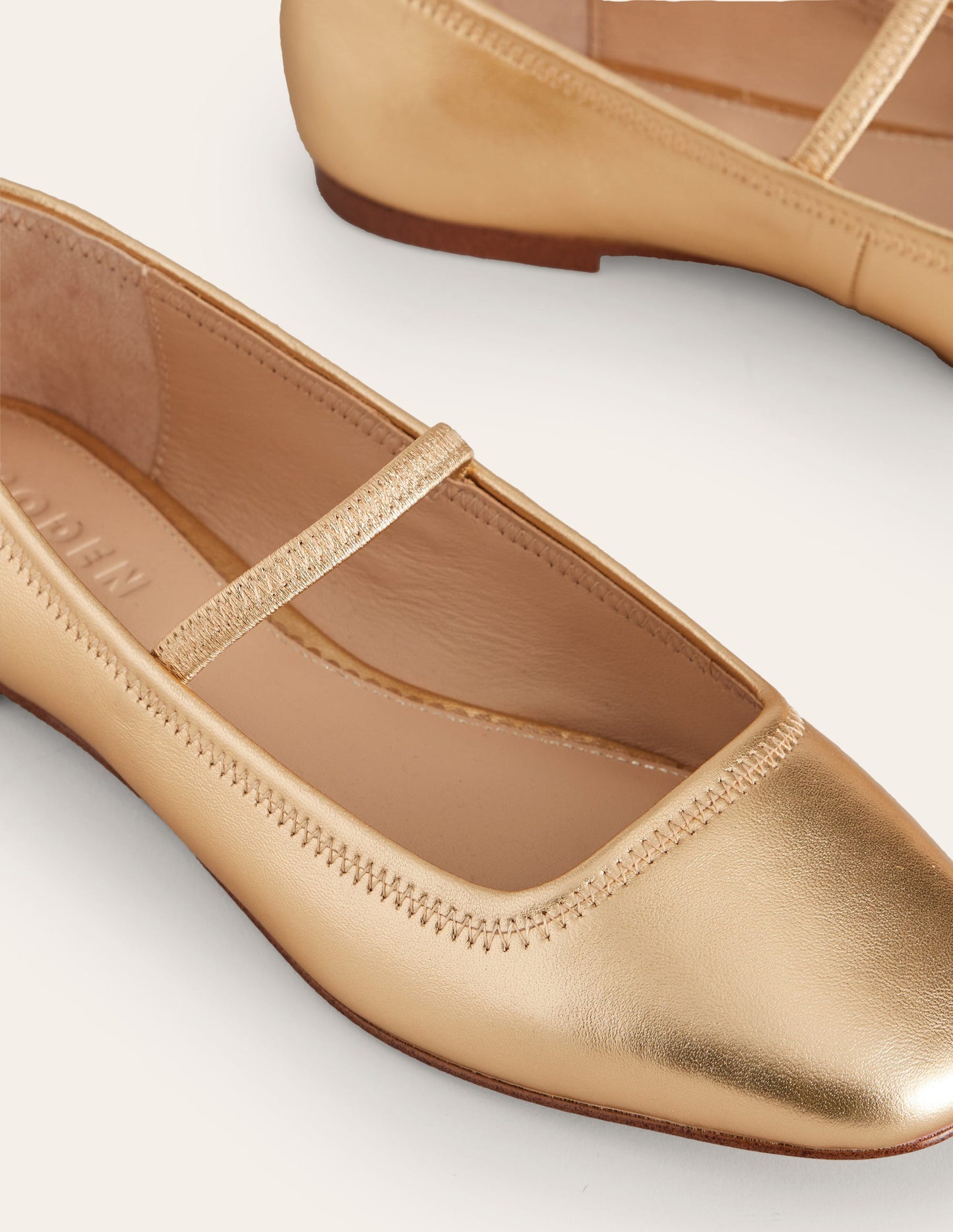 Thea Mary Jane Ballet Flats-Gold Metallic Leather