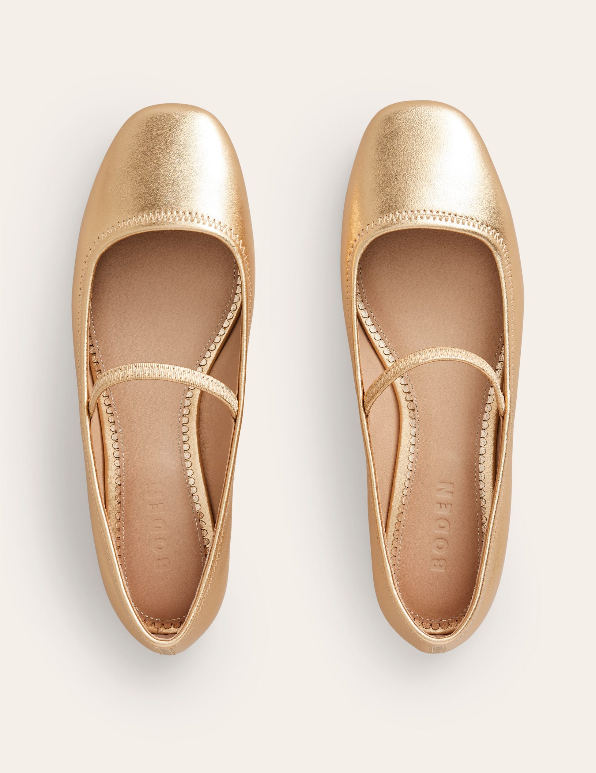 Thea Mary Jane Ballet Flats-Gold Metallic Leather-5
