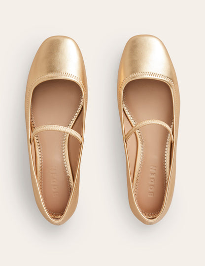 Thea Mary Jane Ballet Flats-Gold Metallic Leather-5