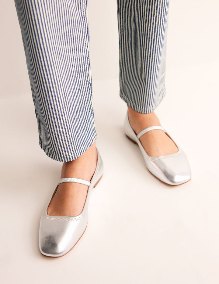Thea Mary Jane Ballet Flats-Silver Metallic