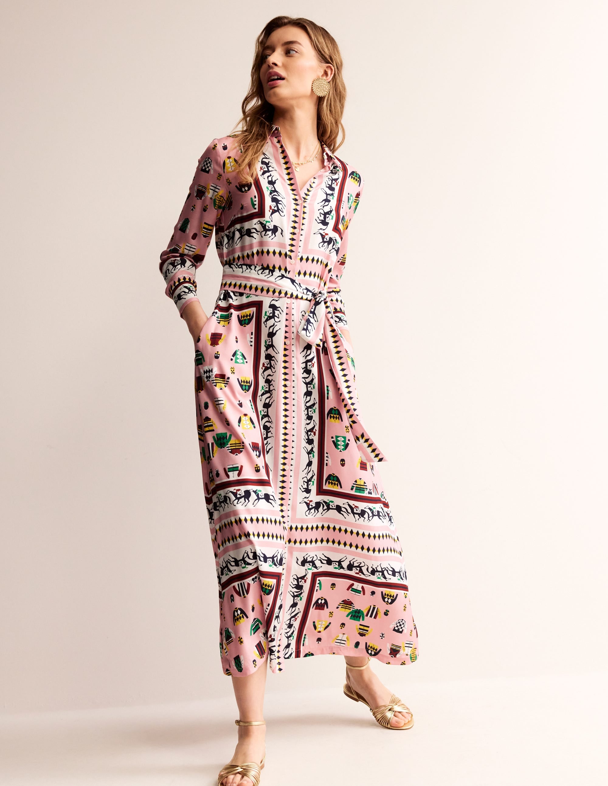 Claudia Maxi Shirt Dress-Chalky Pink, Races - Image 1