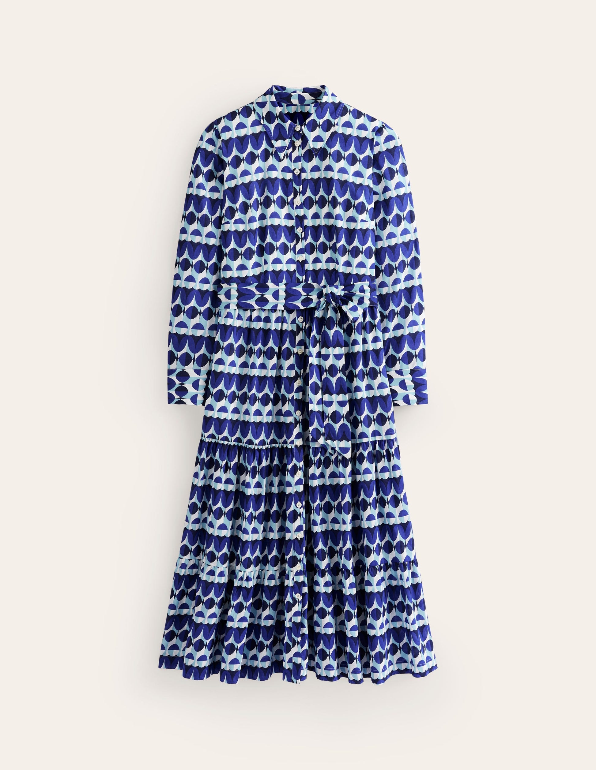 flo cotton midi shirt dress BODEN Flo Cotton Midi Shirt Dress-Indigo Bunting, Floral Tile