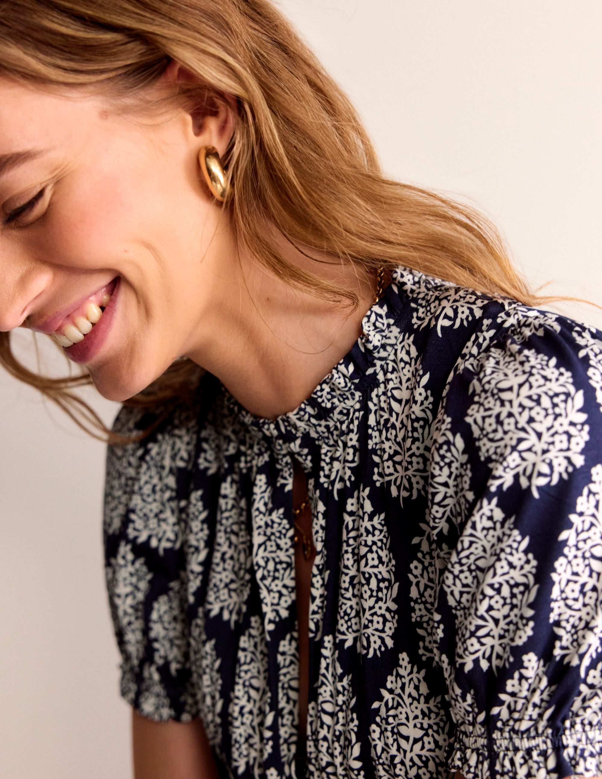 Rosanna Jersey Midi Tea Dress-French Navy, Floret Paisley - Image 2