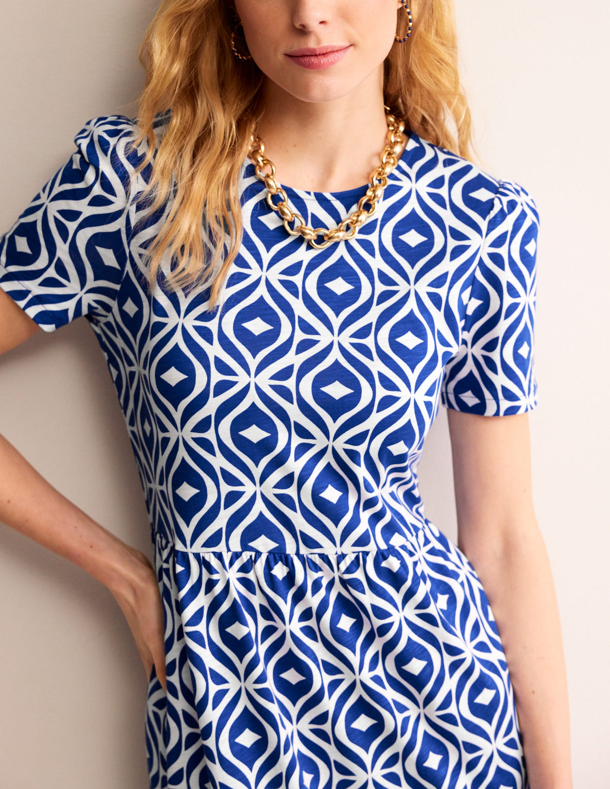 Emma Tiered Jersey Midi Dress-Surf the Web, Diamond Wave-2