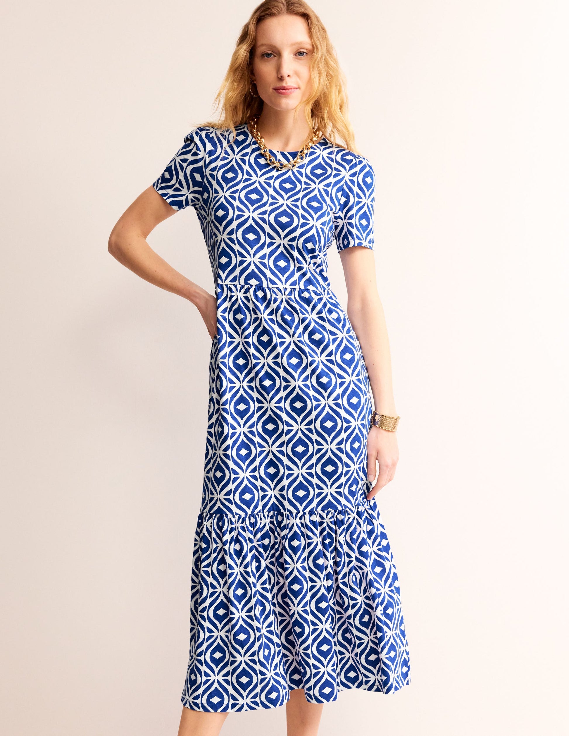 Emma Tiered Jersey Midi Dress-Surf the Web, Diamond Wave-4
