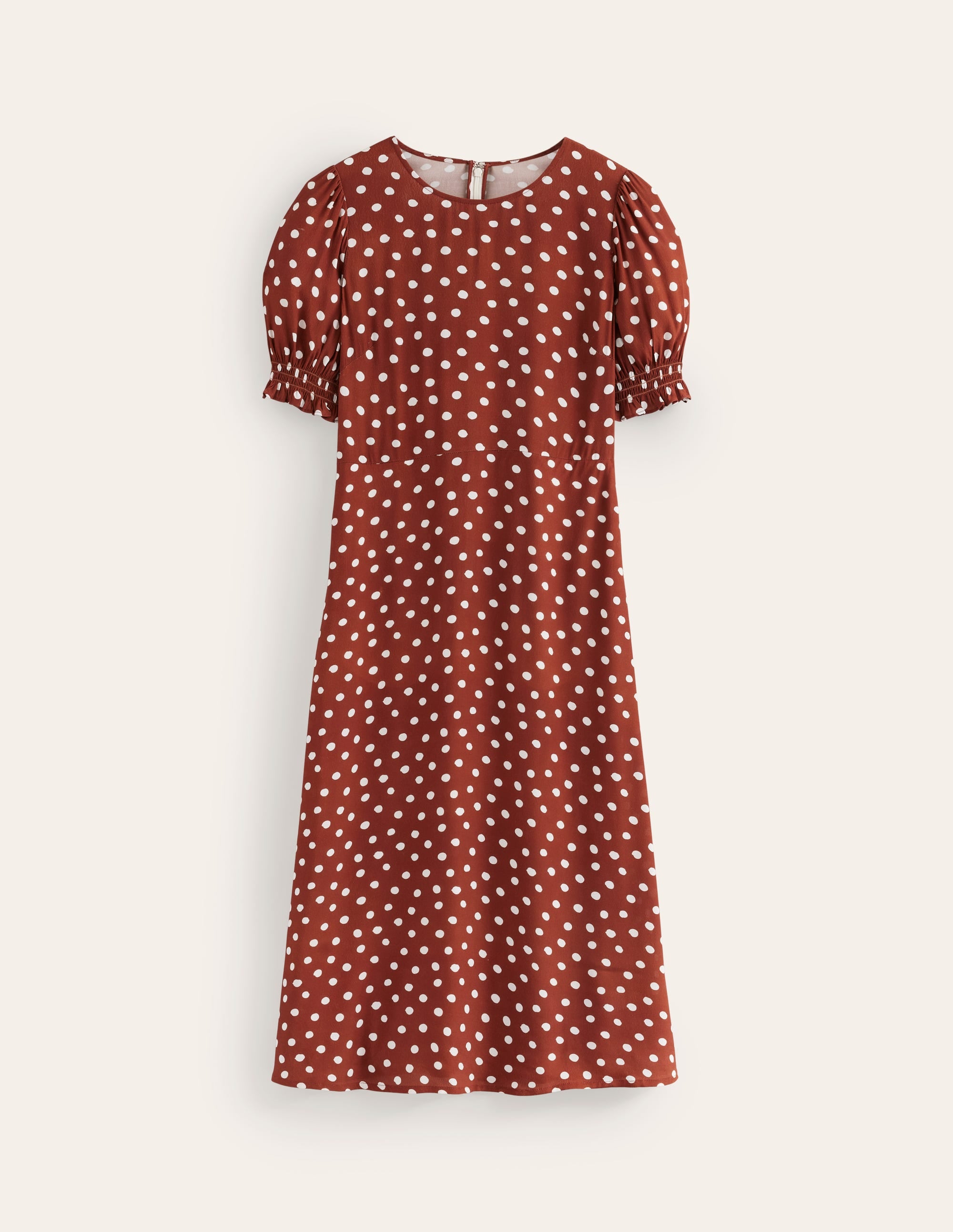 Corinne Midi Tea Dress-Burnt Henna, Abstract Dot - Image 5