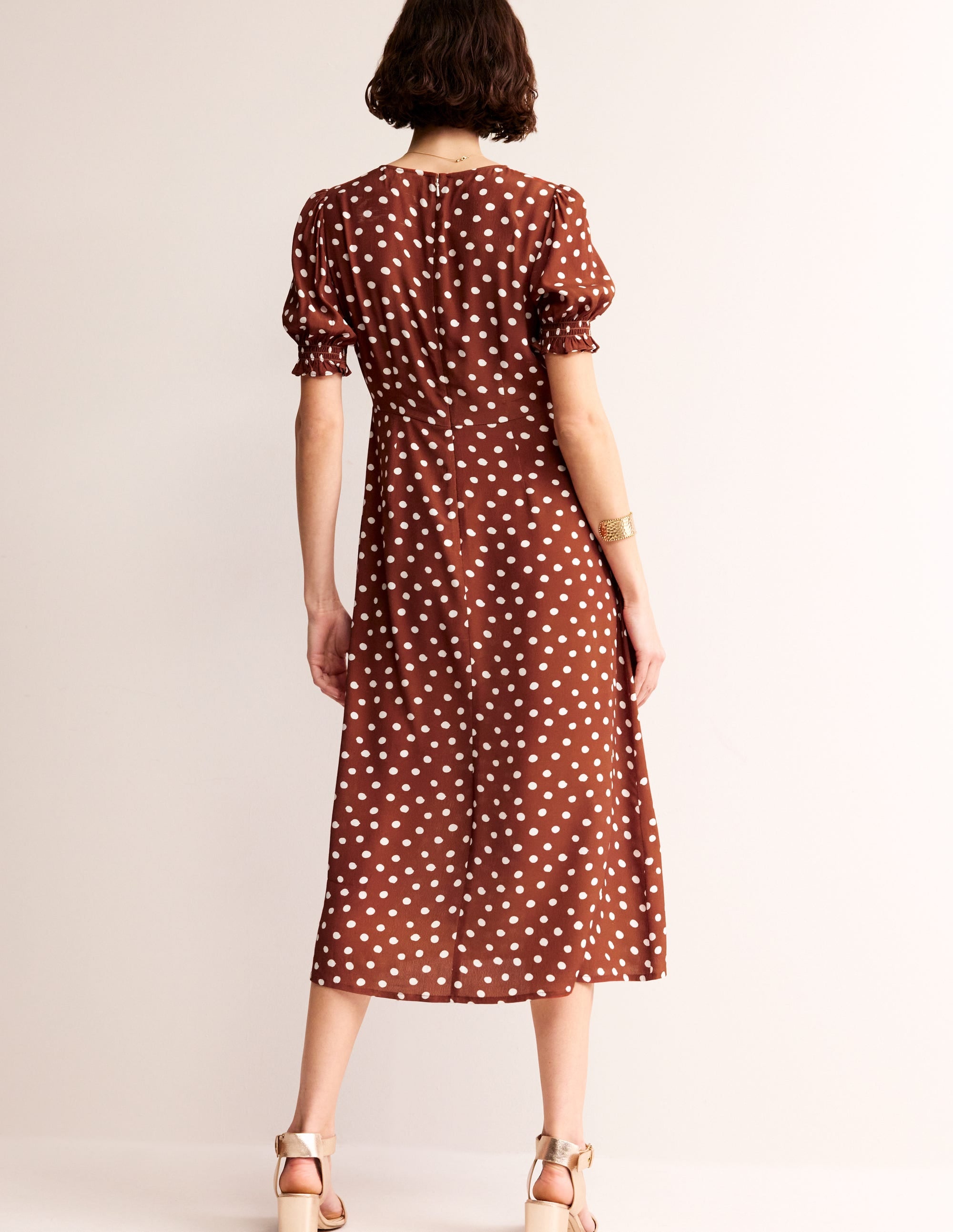 Corinne Midi Tea Dress-Burnt Henna, Abstract Dot - Image 3