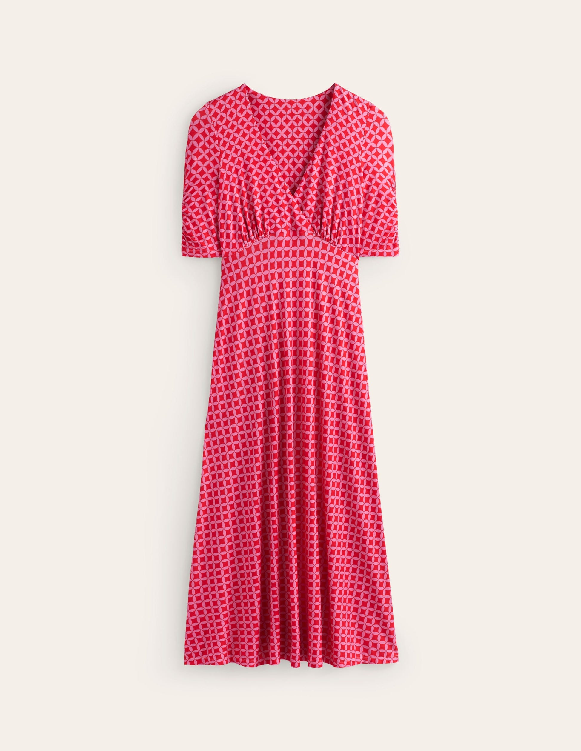 Rebecca Jersey Midi Tea Dress-Flame Scarlet, Diamond Terrace-6