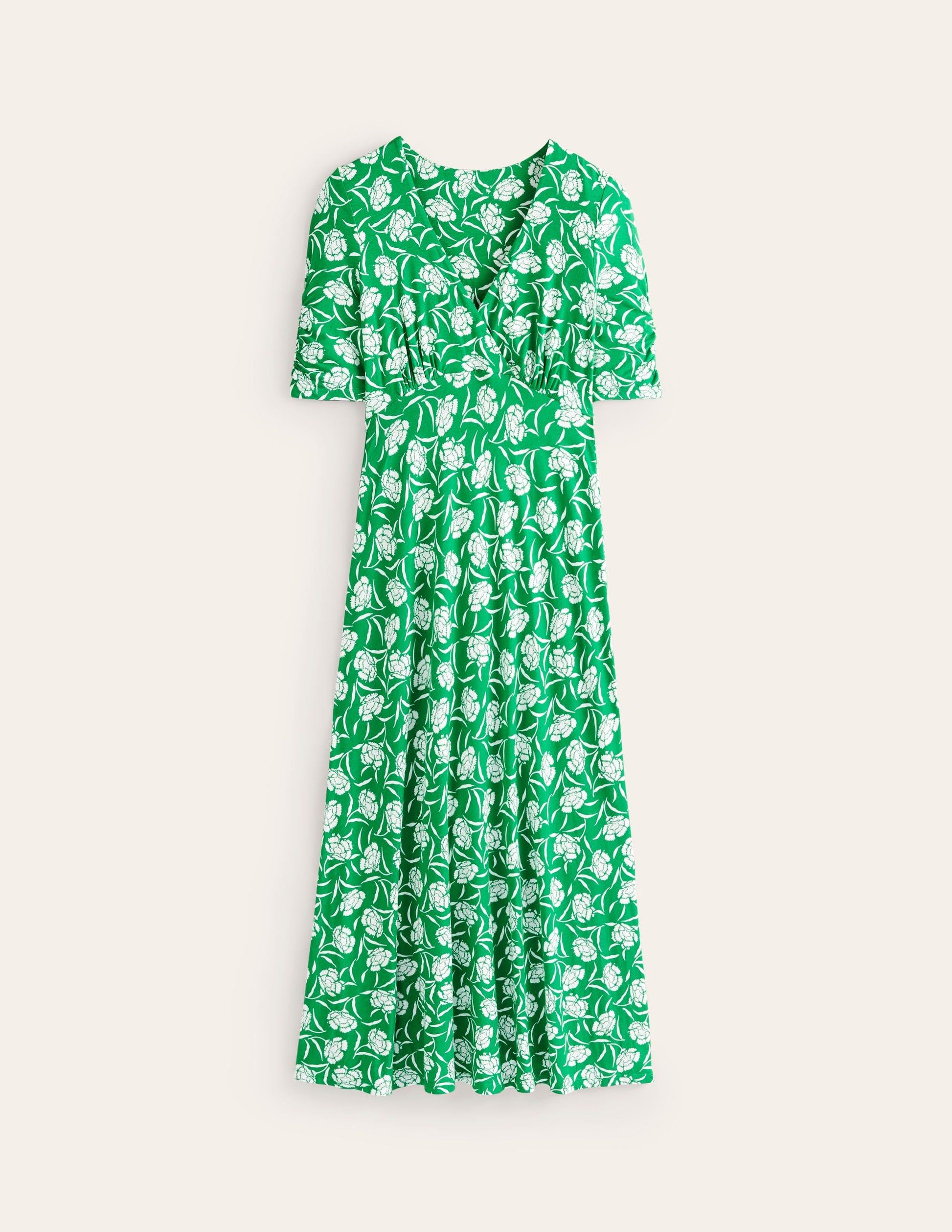 Rebecca Jersey Midi Tea Dress-Green Tambourine, Peony Sprig-5