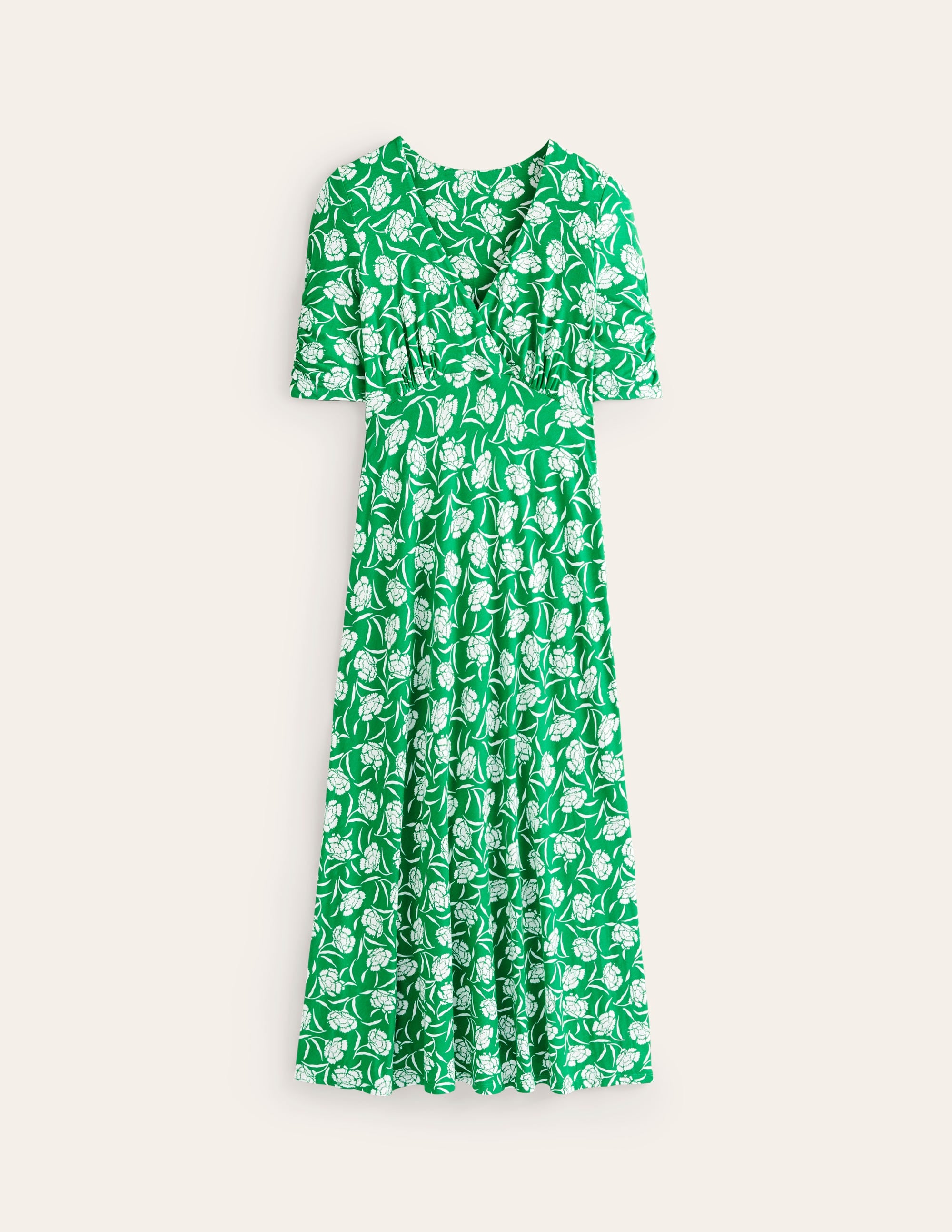 Rebecca Jersey Midi Tea Dress-Green Tambourine, Peony Sprig - Image 5