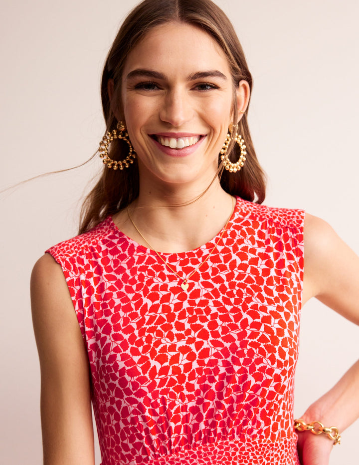 Thea Sleeveless Midi Dress-Poppy Red, Botanic Sprig