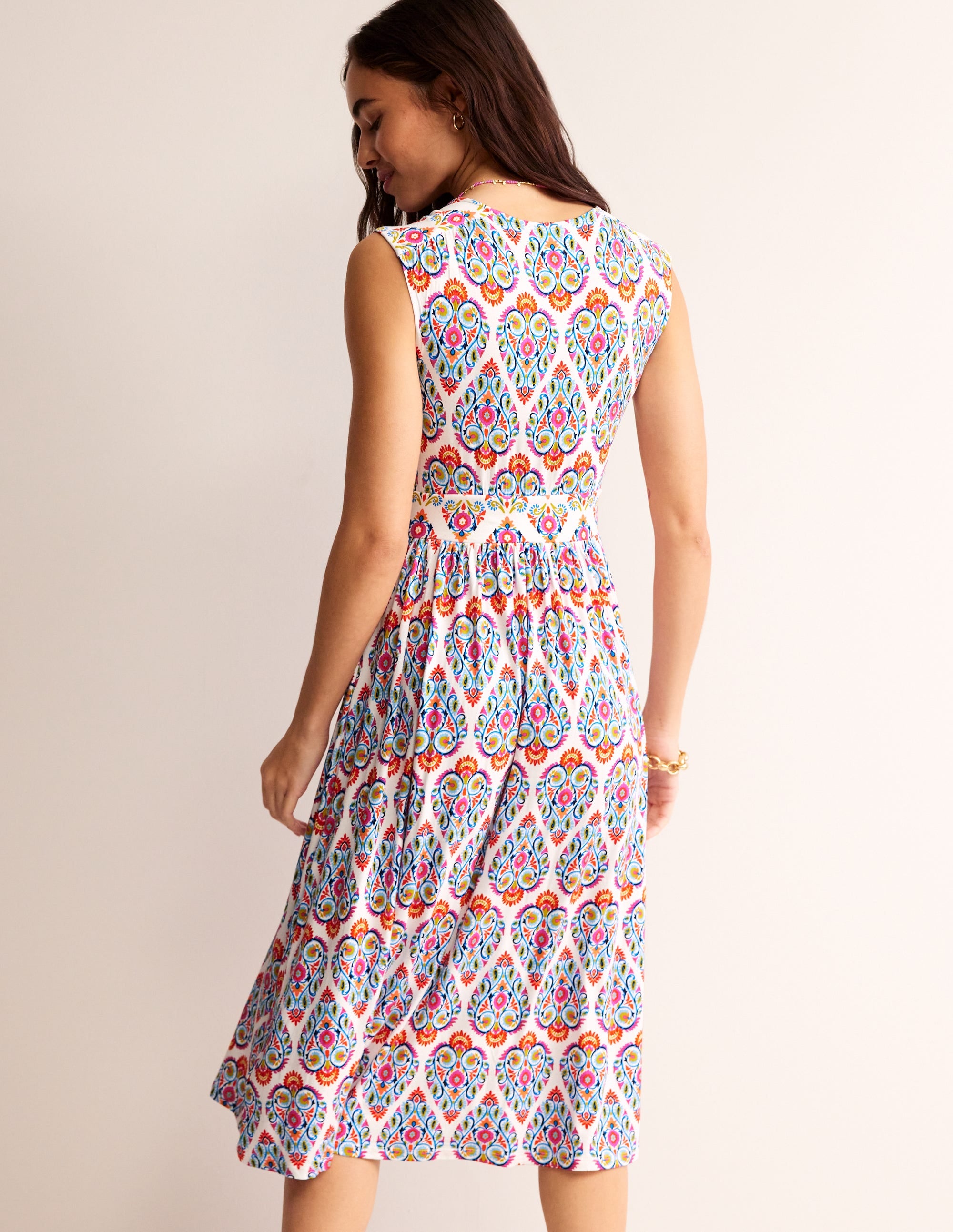 Thea Sleeveless Midi Dress-Multi, Flora Stamp - Image 3