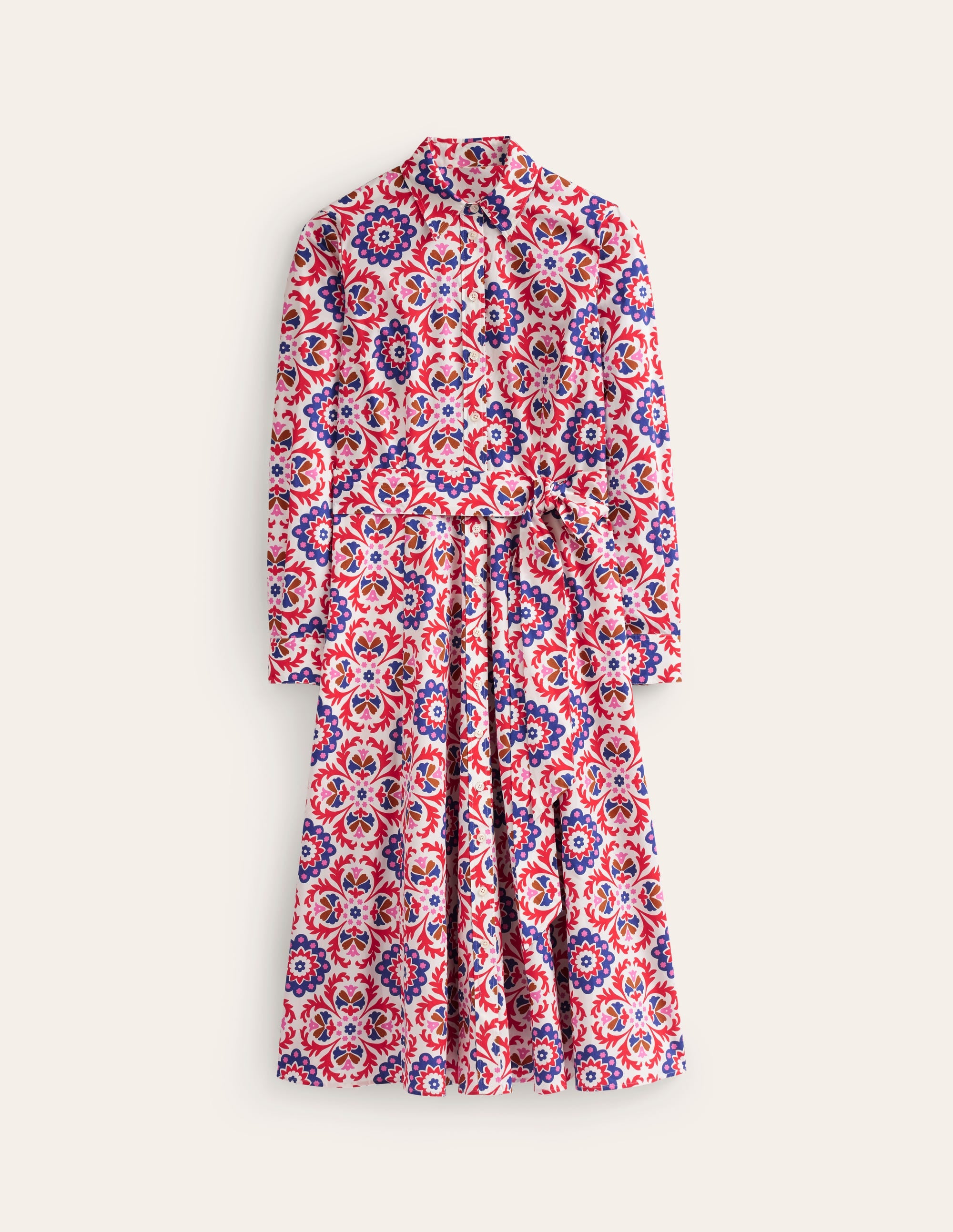 Amy Cotton Midi Shirt Dress-Rubicondo, Mosaic Bloom - Image 6