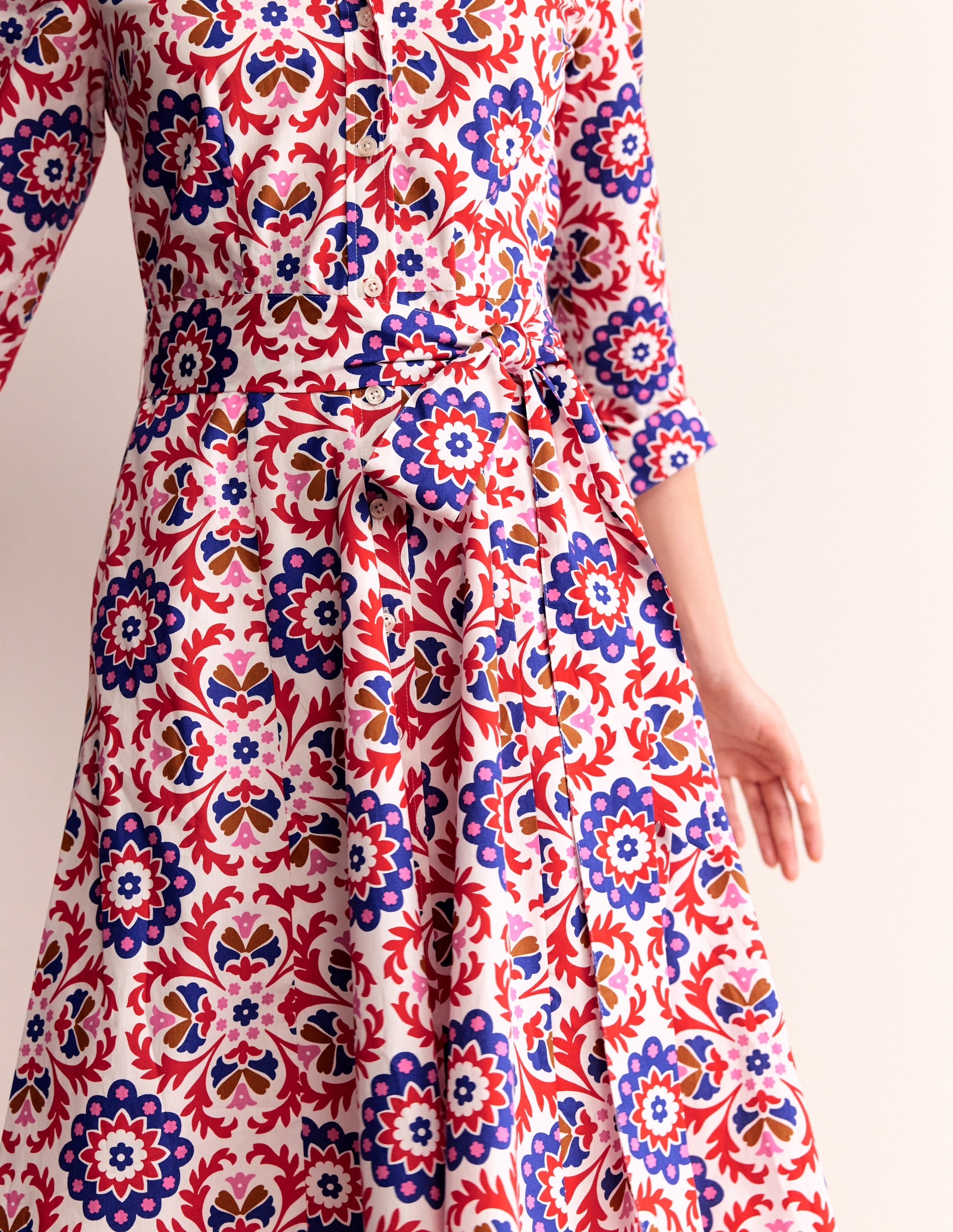 Amy Cotton Midi Shirt Dress-Rubicondo, Mosaic Bloom - Image 2