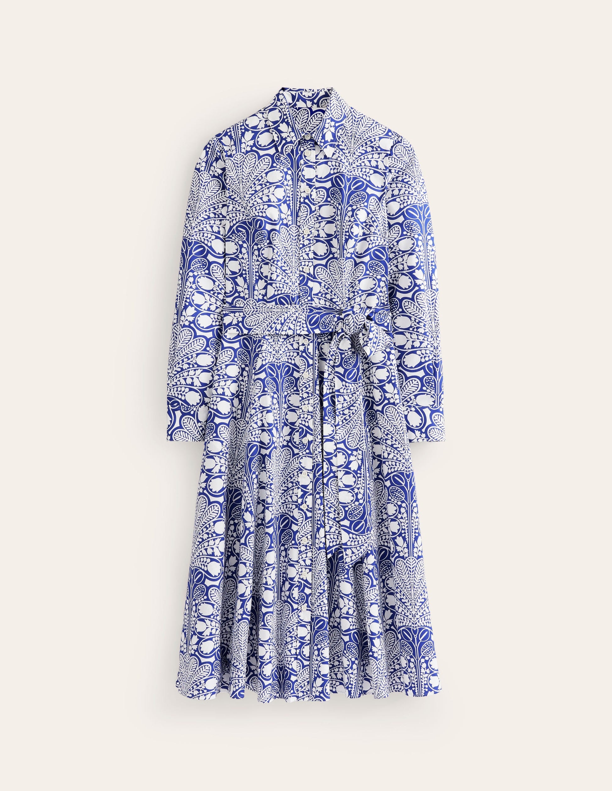 Amy Cotton Midi Shirt Dress-Surf the Web, Gardenia Swirl-5