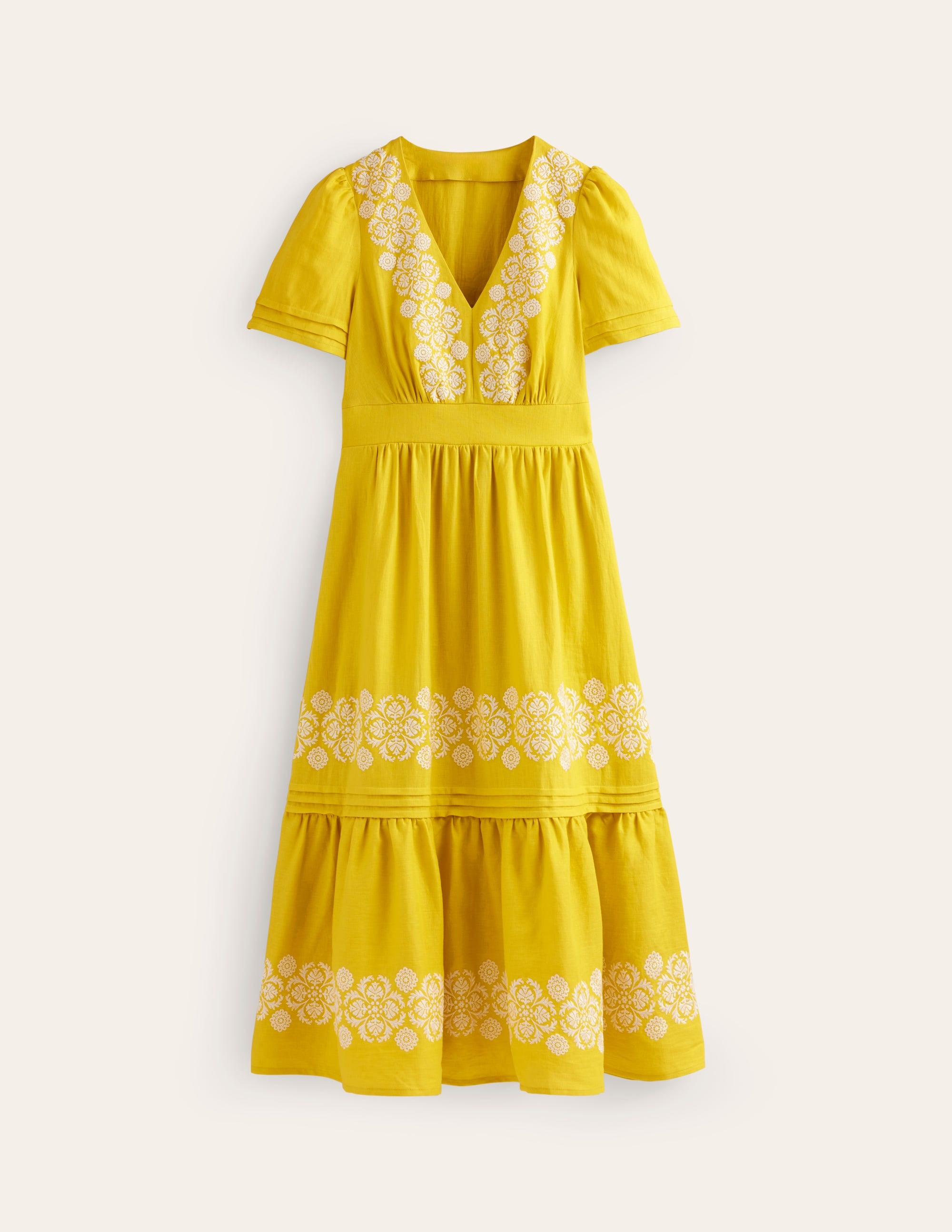 Eve Linen Midi Dress-Passion Fruit Embroidered - Image 8
