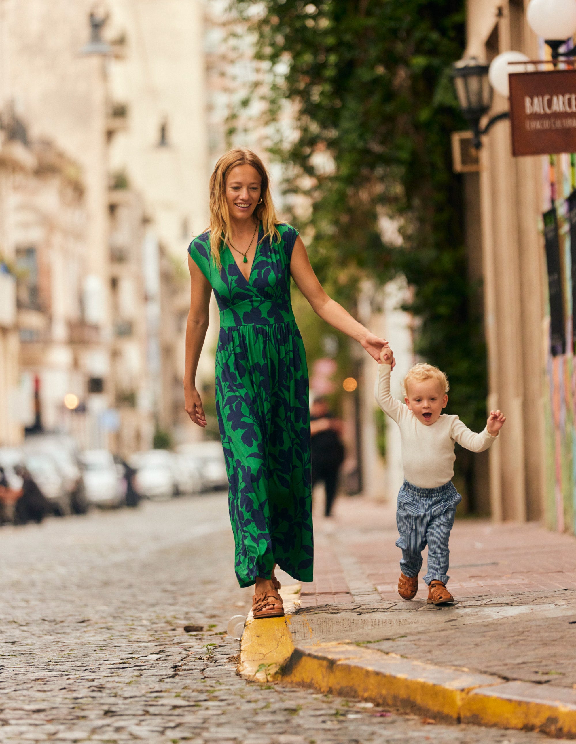 Vanessa Wrap Jersey Maxi Dress-Green, Silhouette Bloom - Image 5