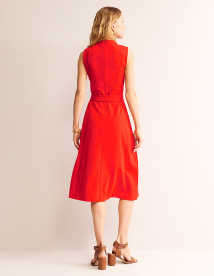 Nicola High Neck Ponte Dress-Fiesta Orange-3