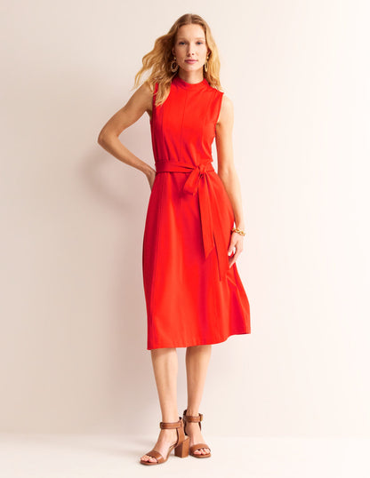 Nicola High Neck Ponte Dress-Fiesta Orange-4