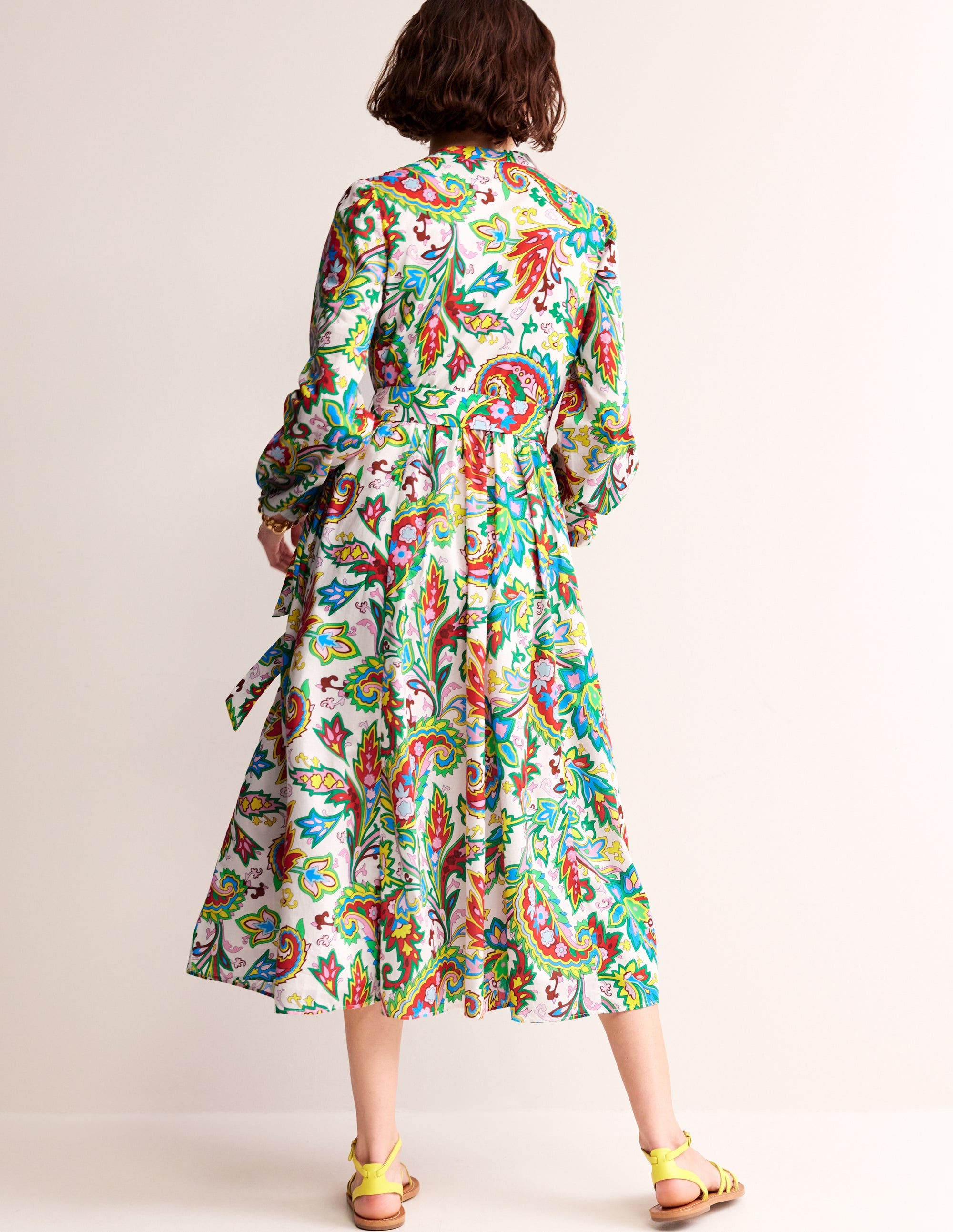 Jen Cotton Midi Dress-Ivory, Paisley Azure Medium - Image 3