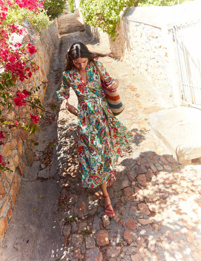 Jen Cotton Midi Dress-Ivory, Paisley Azure Medium-5