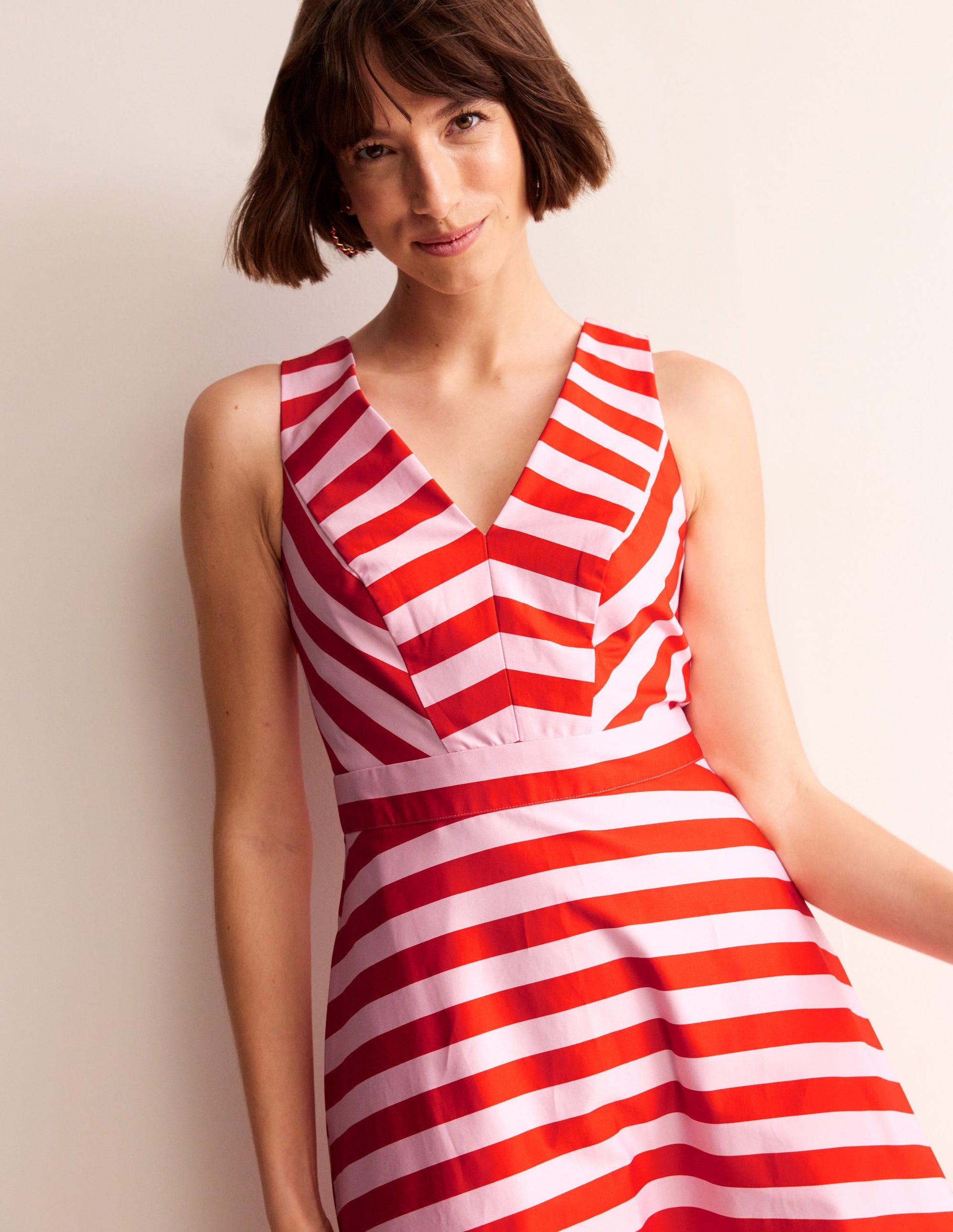 Panelled Bodice Midi Dress-Fiesta and Orchid Pink-2