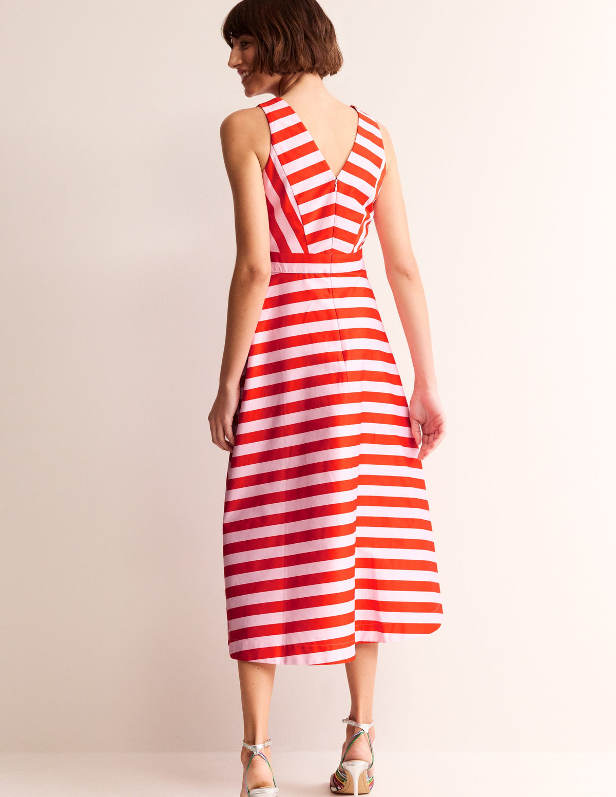 Panelled Bodice Midi Dress-Fiesta and Orchid Pink - Image 3