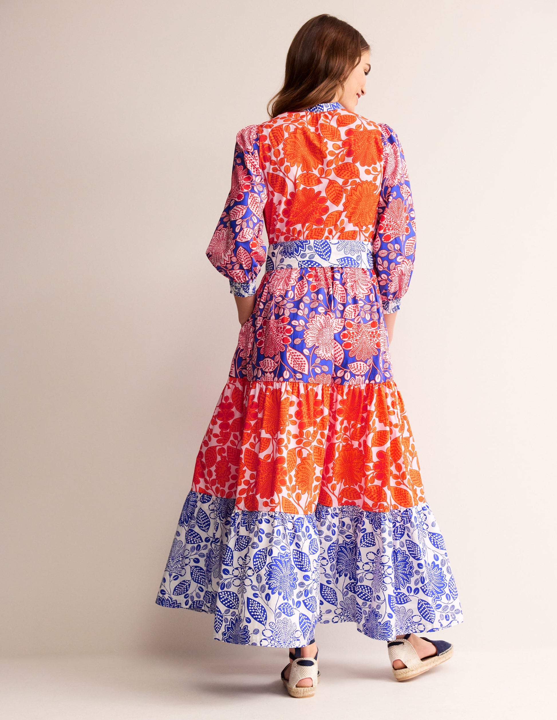 Alba Tiered Cotton Maxi Dress-Firecracker, Gardenia Swirl-4