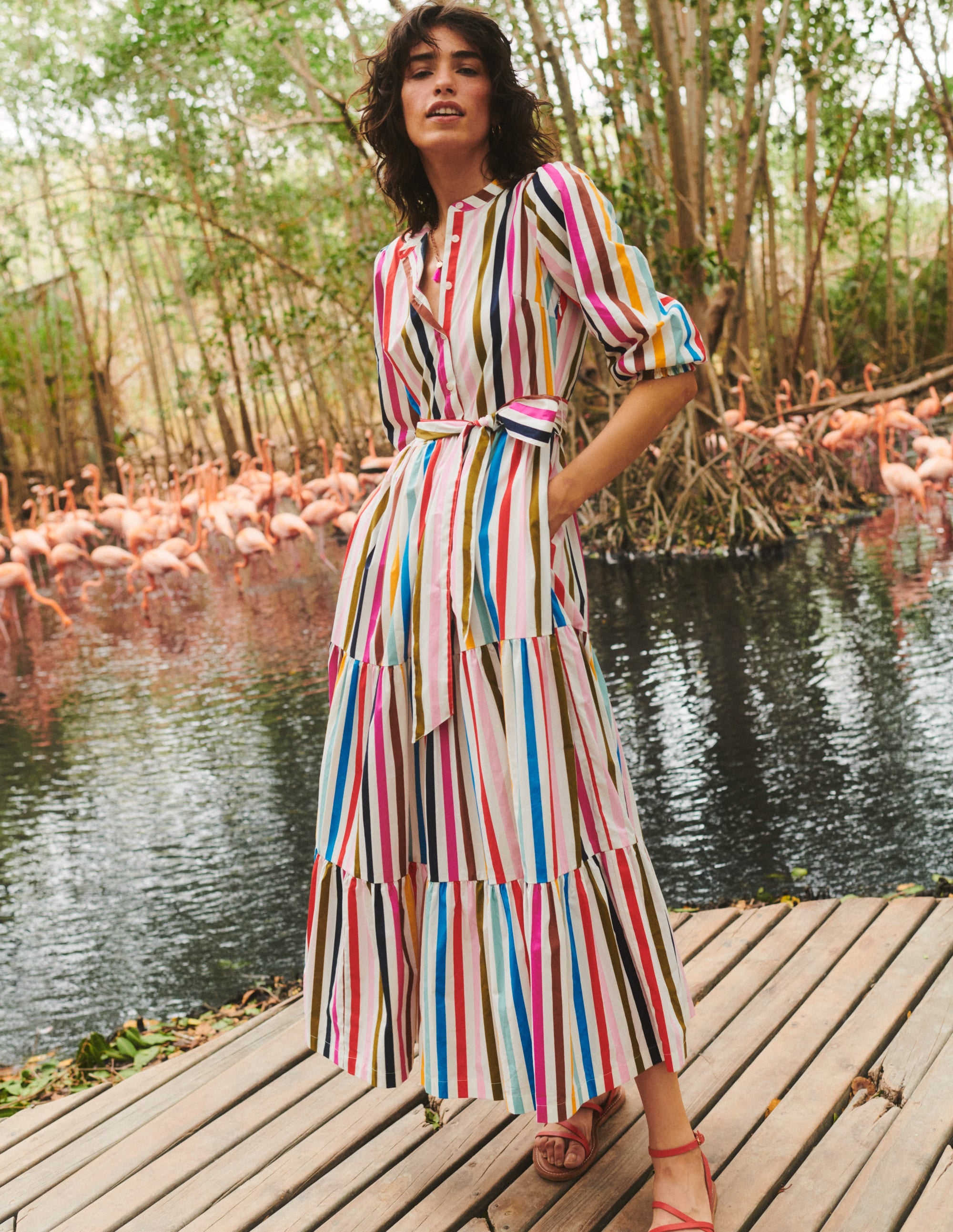 Alba Tiered Cotton Maxi Dress-Multistripe - Image 7
