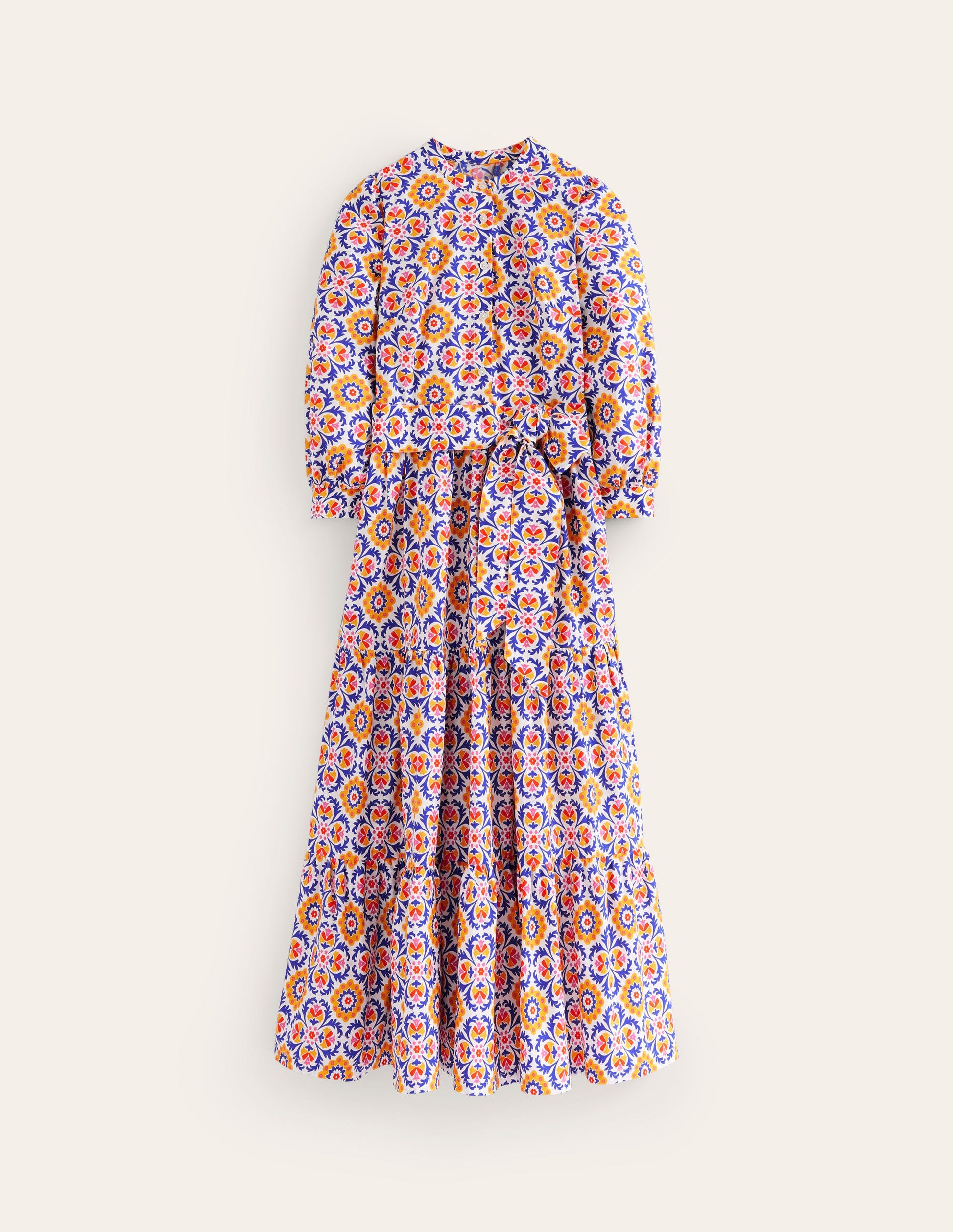 Alba Tiered Cotton Maxi Dress-Artisan's Gold, Mosaic Bloom-9