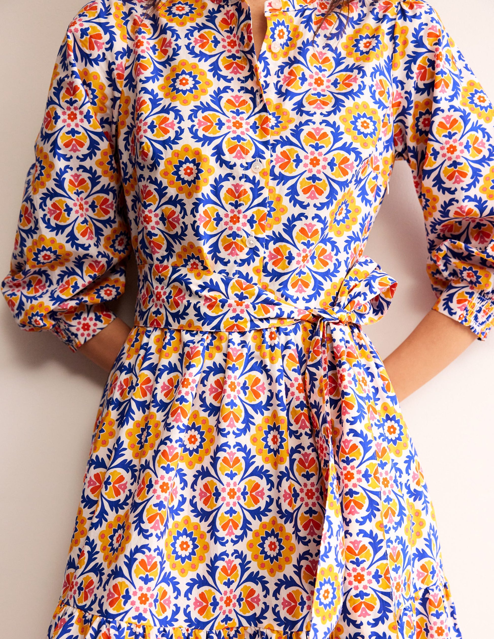 Alba Tiered Cotton Maxi Dress-Artisan's Gold, Mosaic Bloom-2