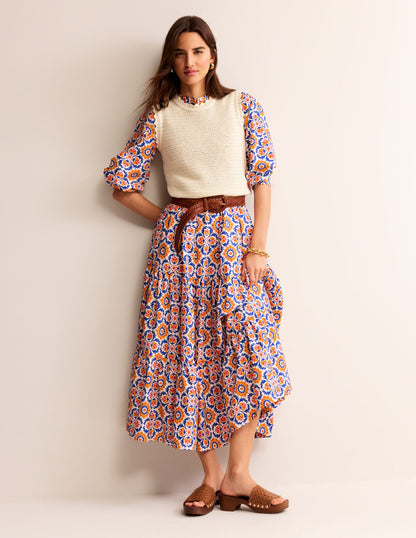 Alba Tiered Cotton Maxi Dress-Artisan's Gold, Mosaic Bloom-6