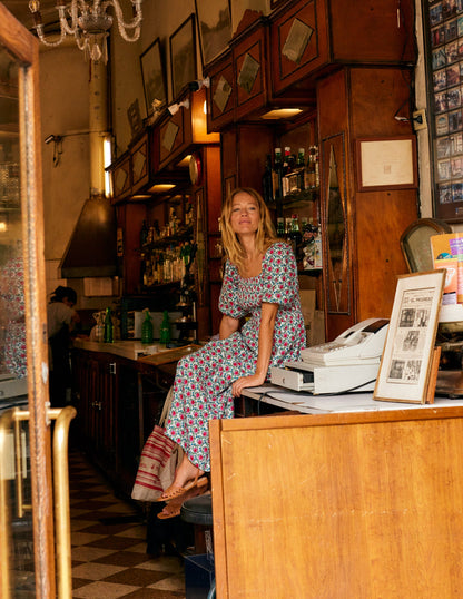 Sky Smocked Linen Midi Dress-Pop Pansy, Foliage Terrace-5