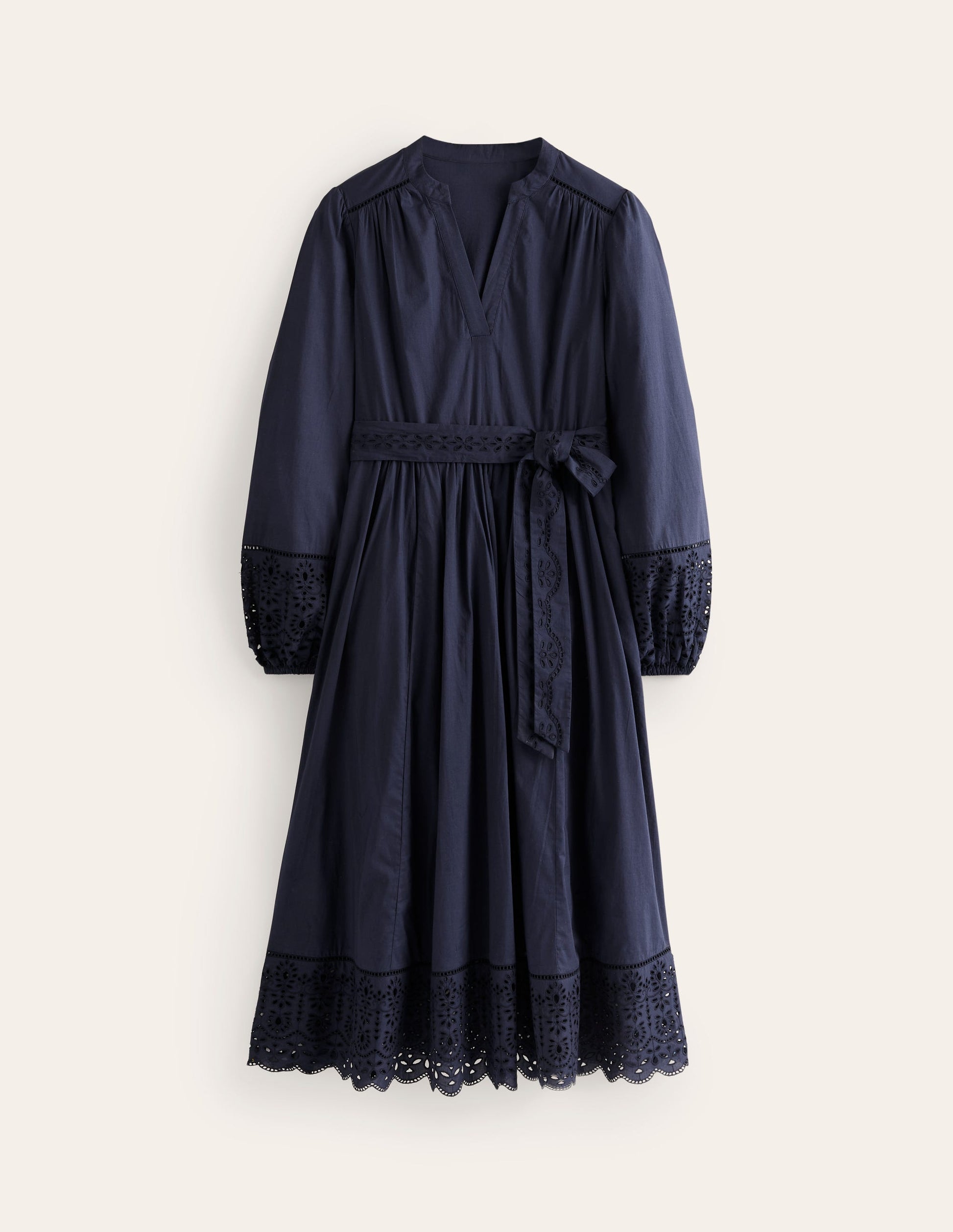 Jen Broderie Cotton Midi Dress-Navy-6