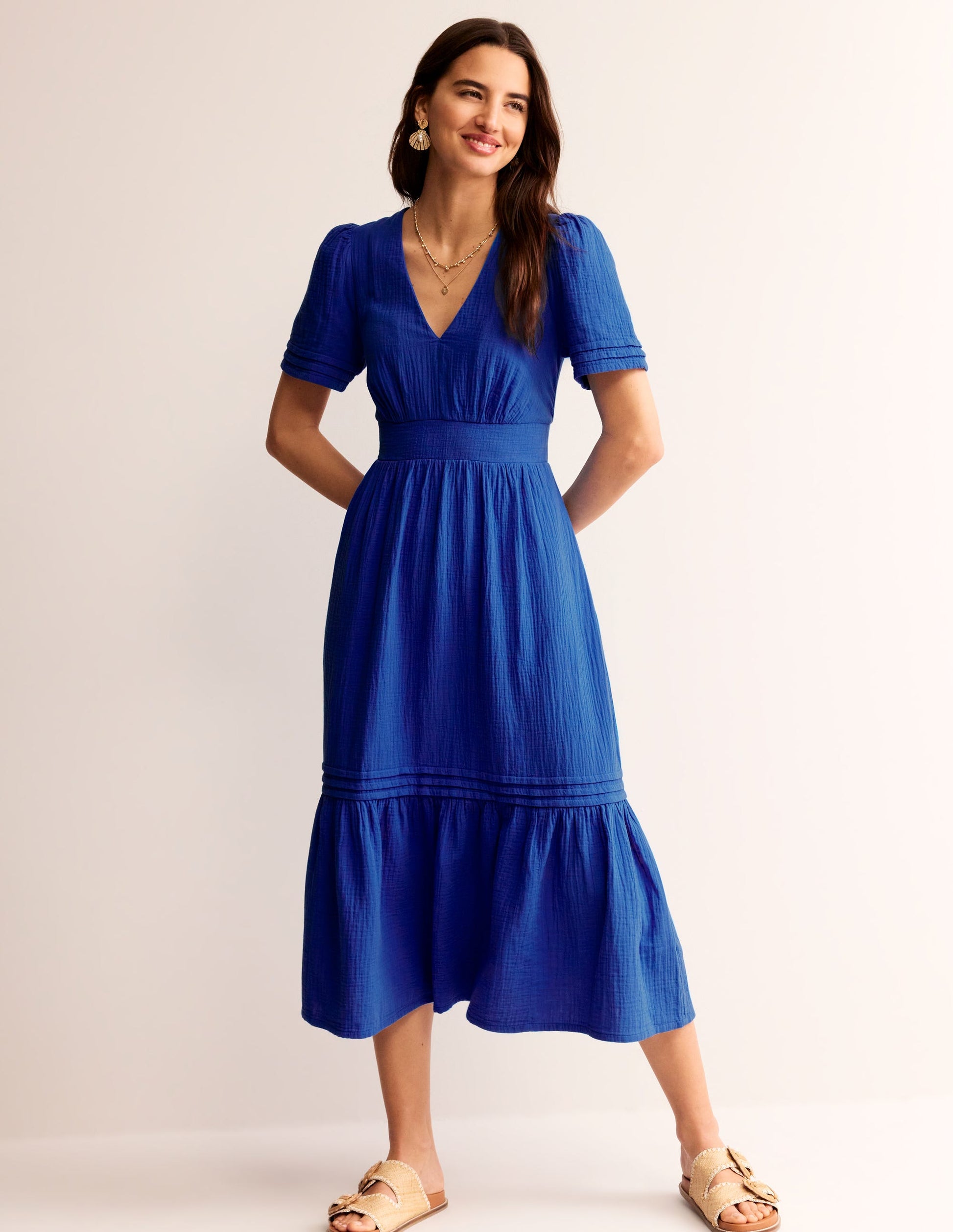 Eve Double Cloth Midi Dress-Indigo Bunting-2